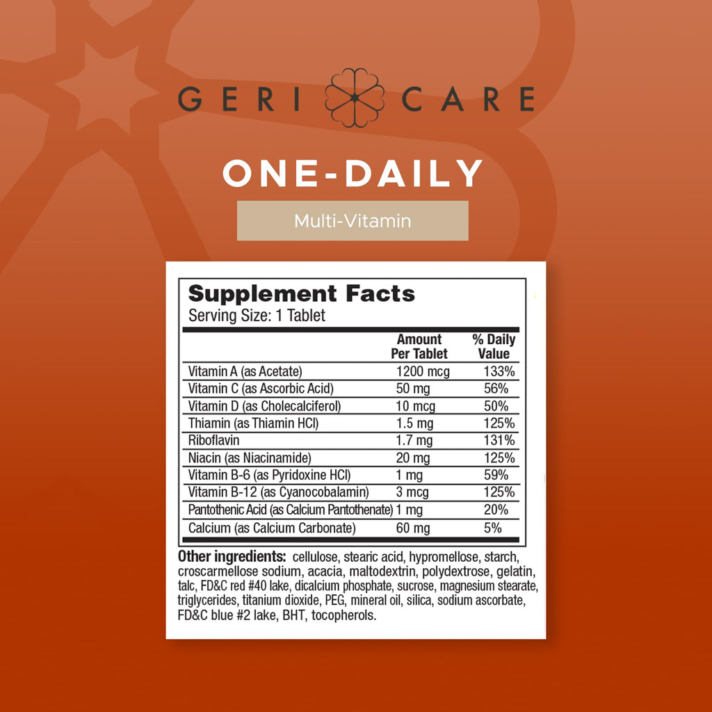 GeriCare One-Daily Multi-Vitamin Tablets Dietary Suplement 100 Count (Pack of 1)