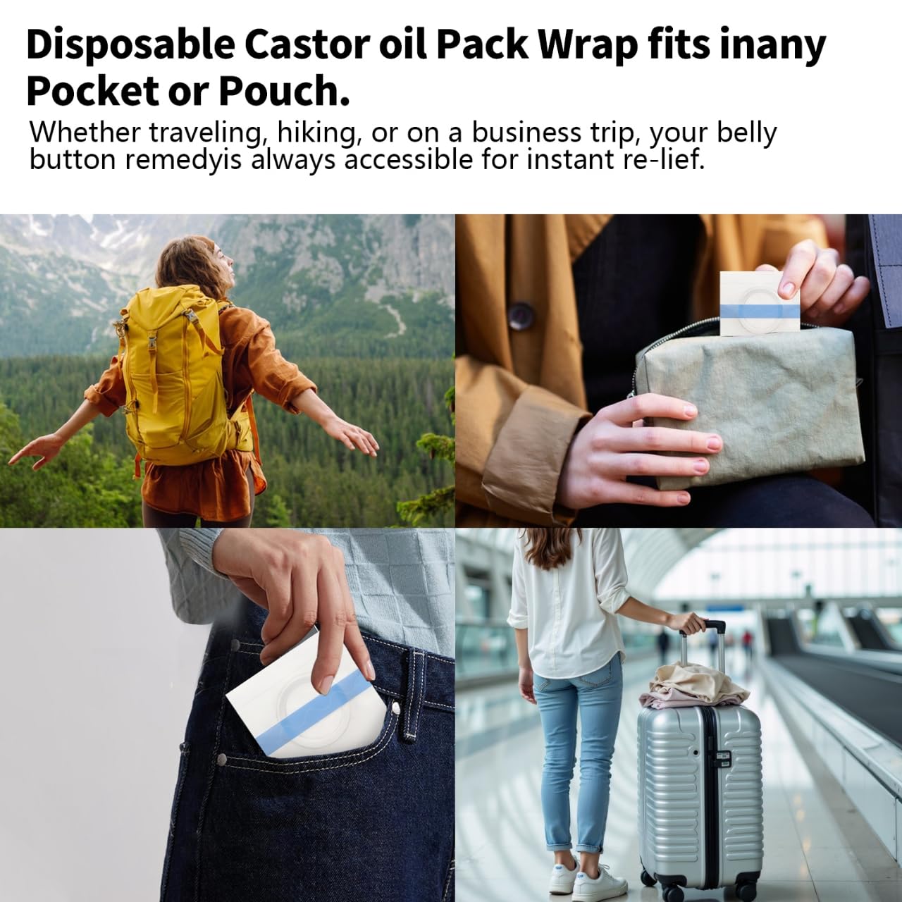 12PCS Castor Oil Patches - Transparent PU Film Belly Button Patches (Leak-Proof, Self-Adhesive, No Wash)