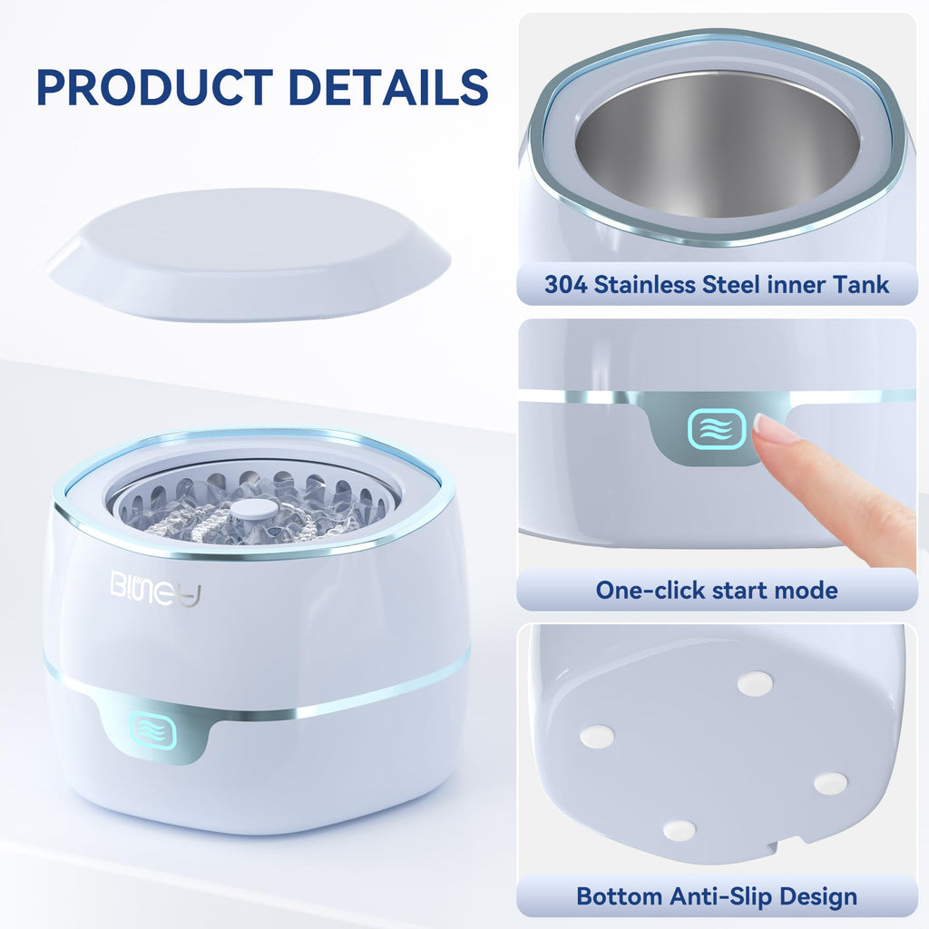 Ultrasonic Retention Cleaner,45kHzRetainer Cleaner Machine for Denture, Mouth Guard, Night Guard, Aligner, Braces, Toothbrush Head & Jewelry,245ML Dental Cleaning Pod