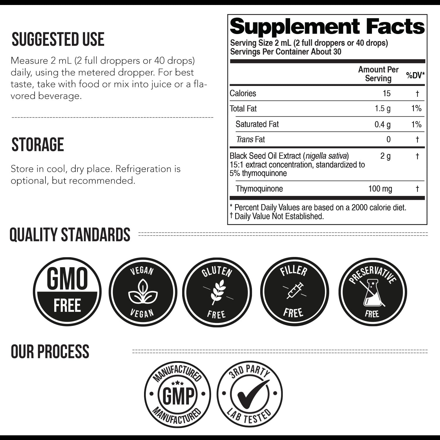 Black Seed Oil Liquid 5% Thymoquinone – TQ-Advanced® | 15:1 Concentrate, Vegan, 100 mg per Serving