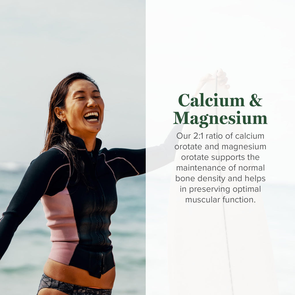 Global Healing Calcium and Magnesium Orotate - Bone Strength Supplement for Women and Men - Helps Support Strong Teeth and Cardiovascular Health for Normal Muscle Function - 120 Capsules