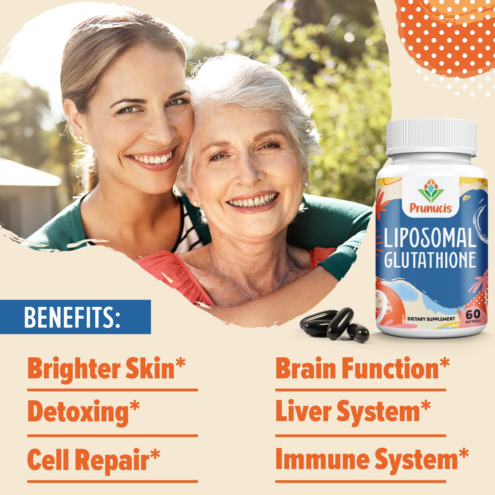 Prunucis 2400MG Liposomal Glutathione with Vitamin C, Milk Thistle & Alpha-Lipoic Acid – High Absorption, 360 Softgels