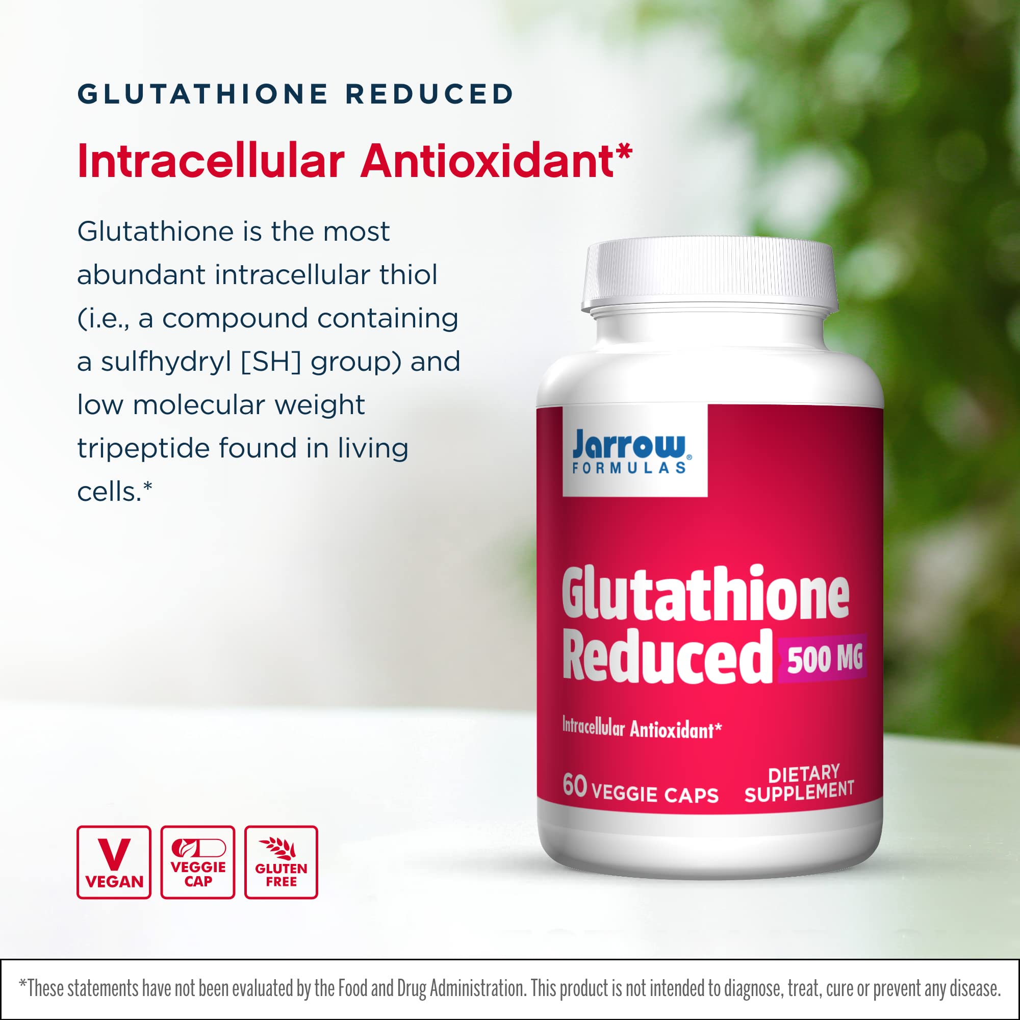 Jarrow Formulas Glutathione Reduced 500 mg – 60 Capsules (Pack of 2)