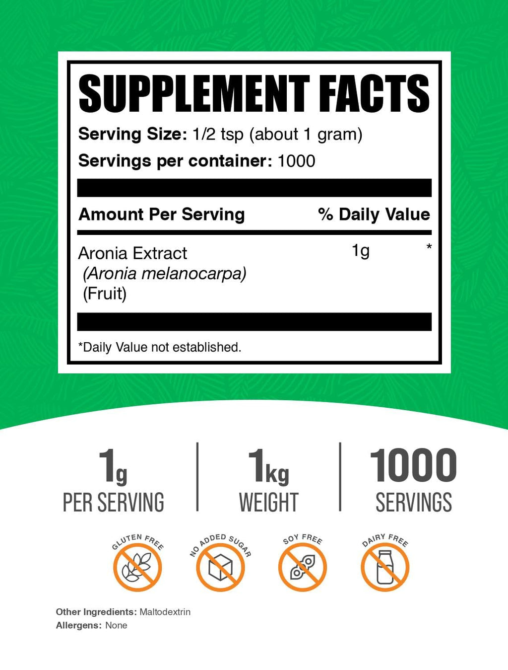 Aronia Extract Powder - BulkSupplements | Aronia Berry Extract, Gluten Free 1kg