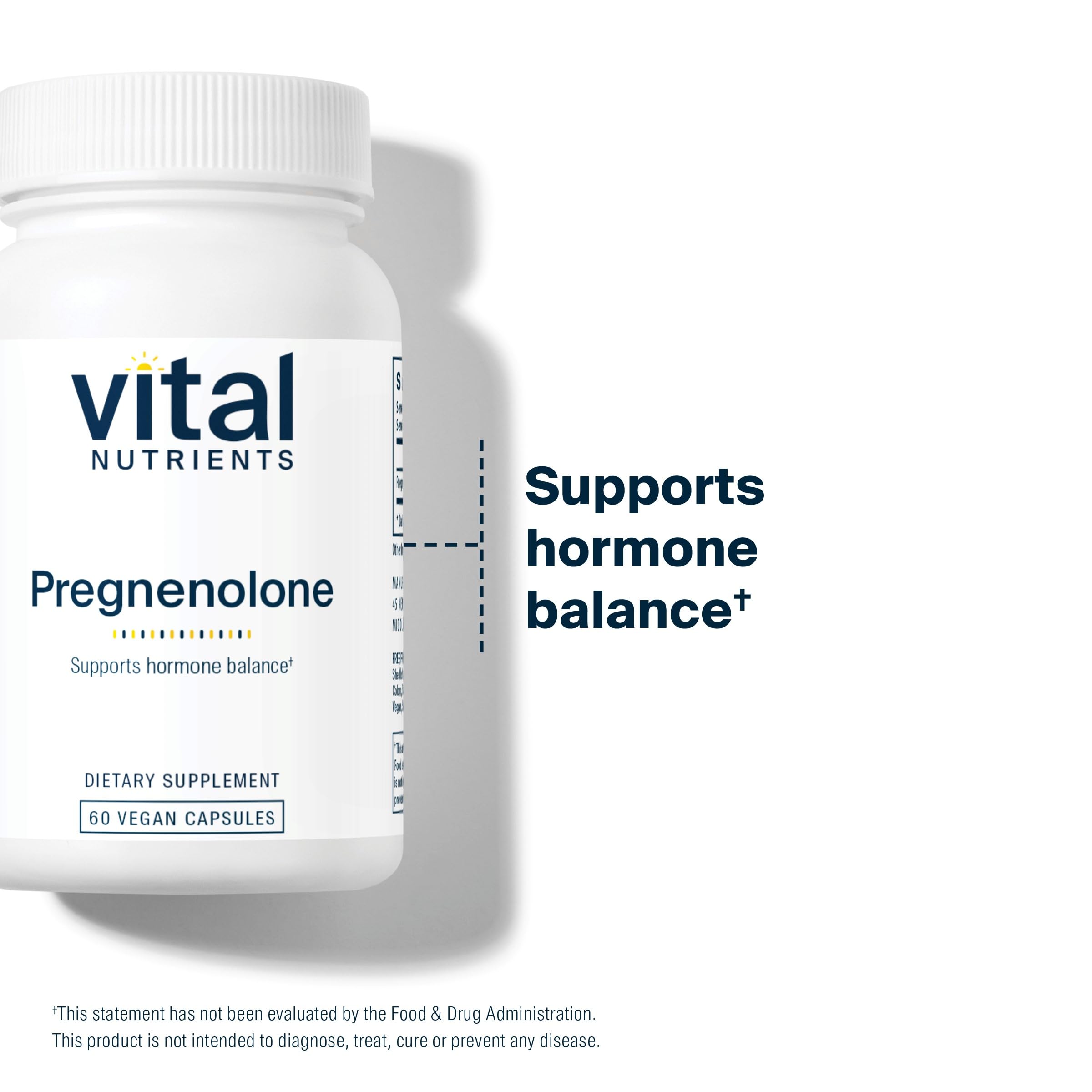 Vital Nutrients - Pregnenolone - Supports Mood, Memory and Immune Function - 60 Vegetarian Capsules per Bottle - 10 mg