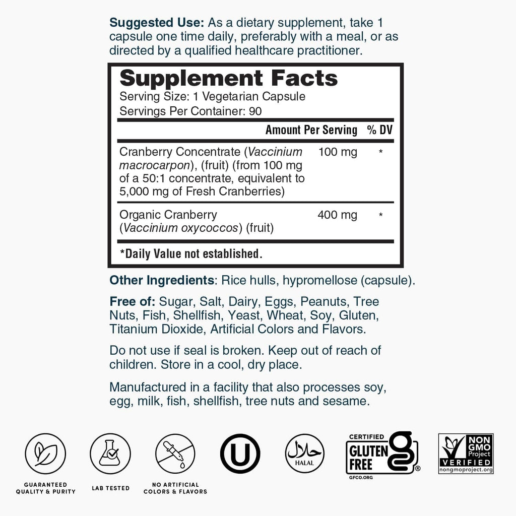 Nature's Lab Cranberry 5400mg – 90 Vegan Capsules – UTI Support, Gluten Free, Non-GMO