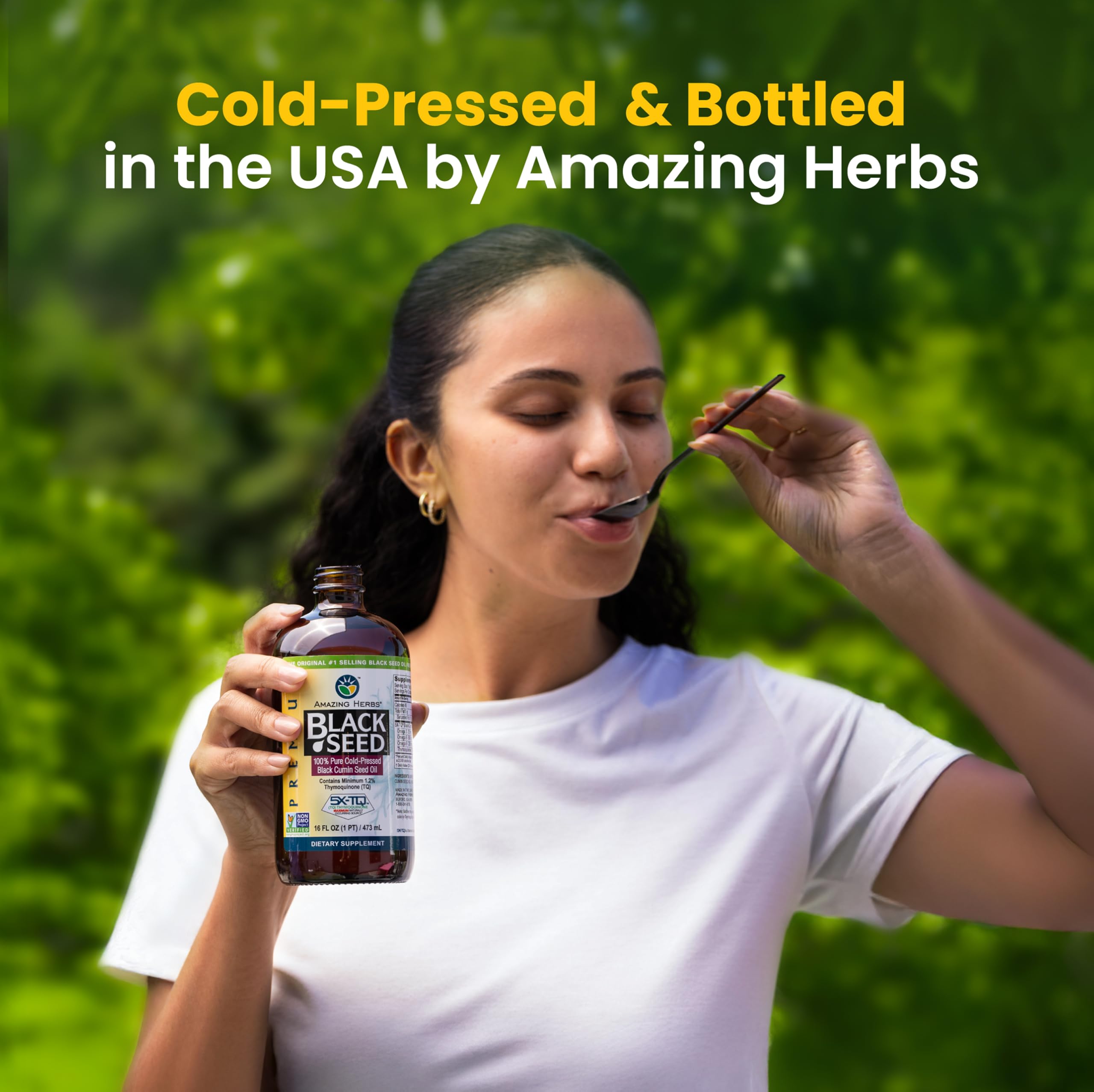 Amazing Herbs Premium Black Seed Oil - Cold Pressed Nigella Sativa | Digestive Health & Immune Support (4 oz)