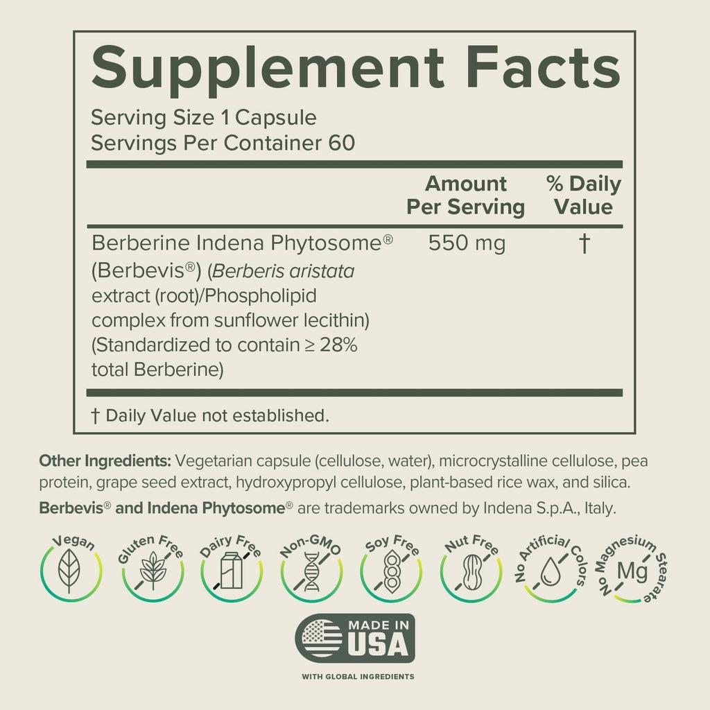 Prominent Nutrition Berberine Phytosome Supplement - Gut Support, 550 mg, 60 Count (2 Pack)