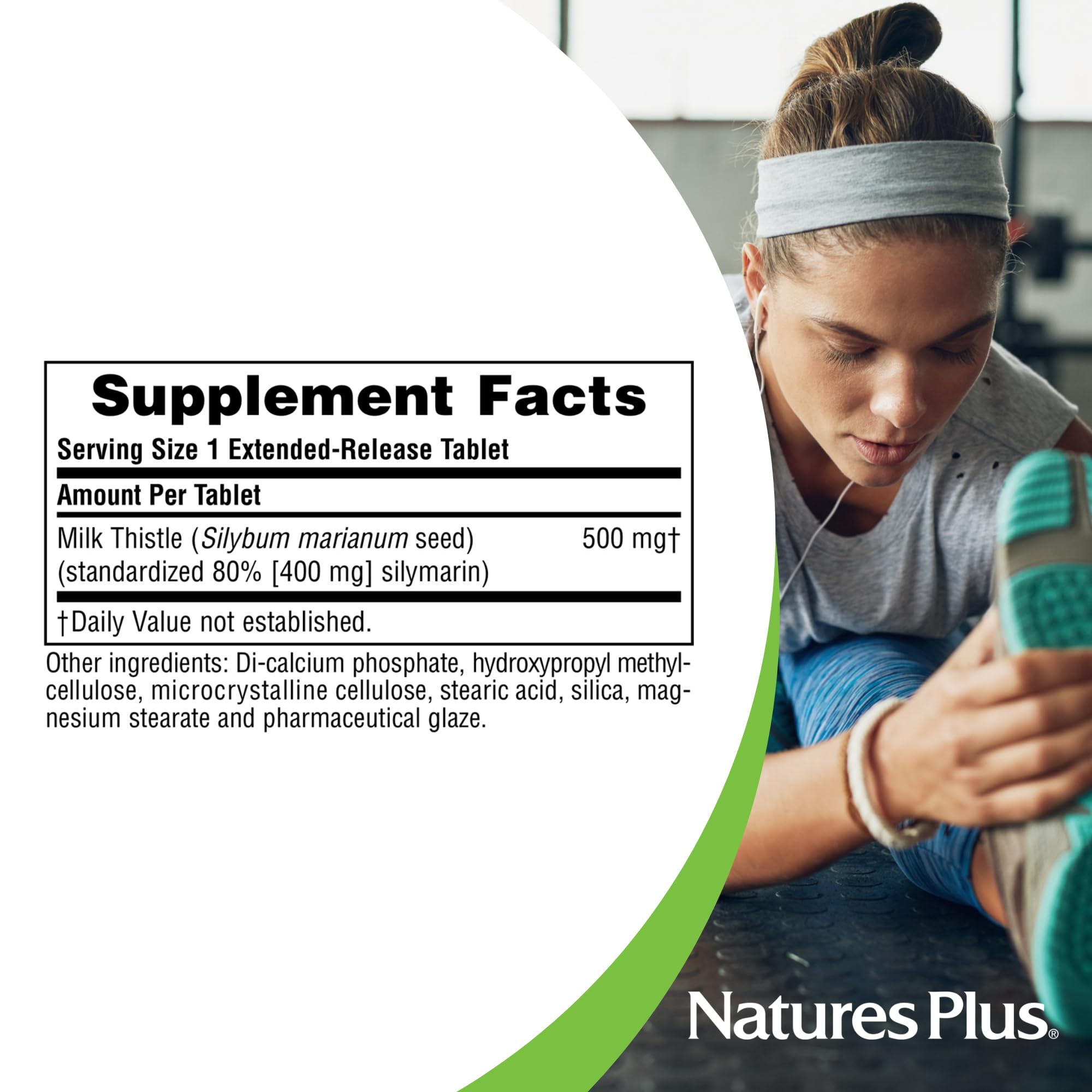 NaturesPlus Herbal Actives Milk Thistle 500 mg – 60 Servings, Extended Release, Vegetarian & Gluten Free