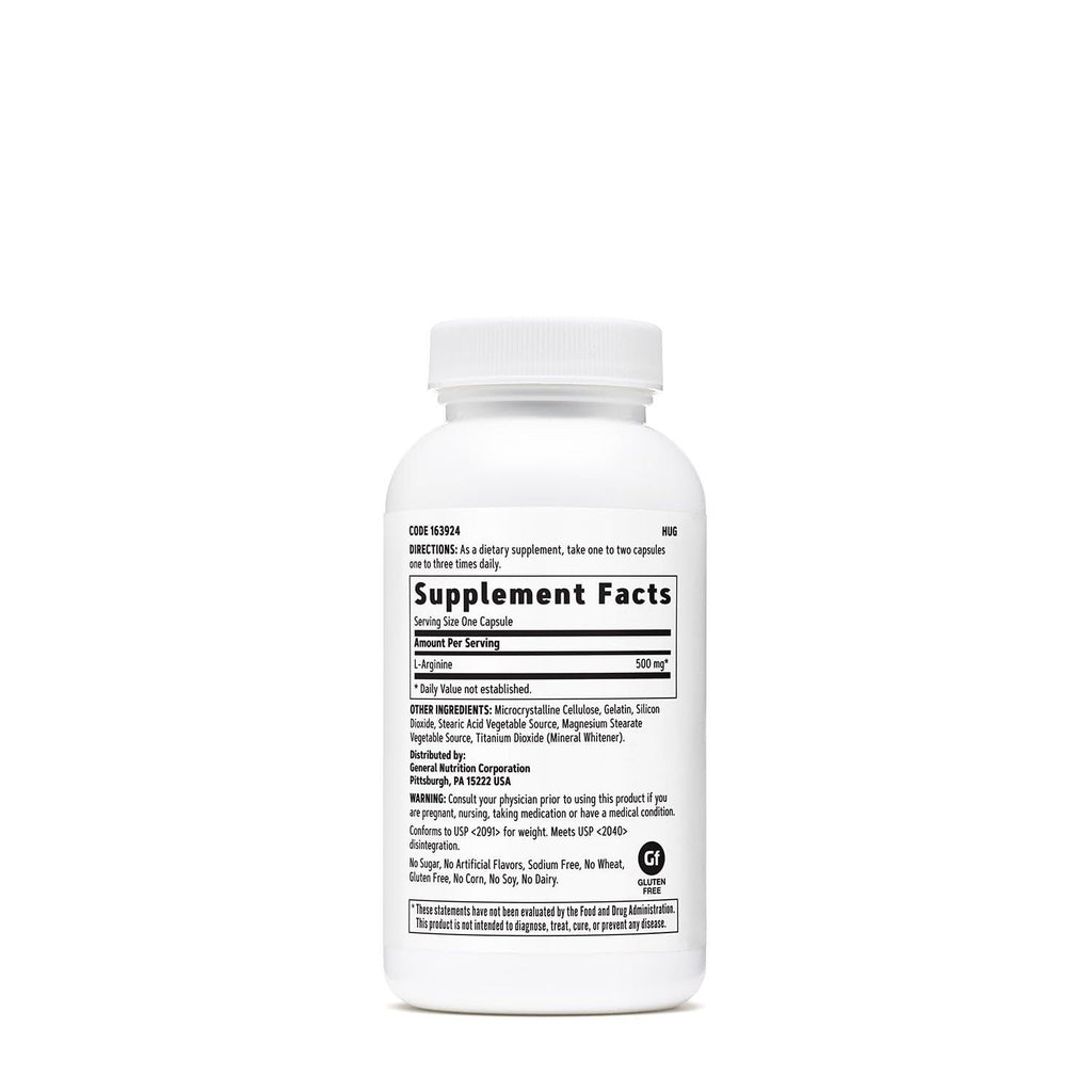 GNC L-Arginine 500mg Supplement – Supports Healthy Blood Vessel Tone | 90 Servings