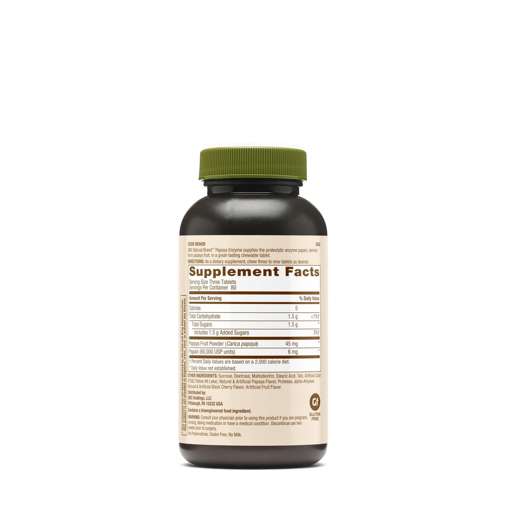 GNC Natural Brand Papaya Enzymes – Supports Healthy Digestive Function – 240 Tablets