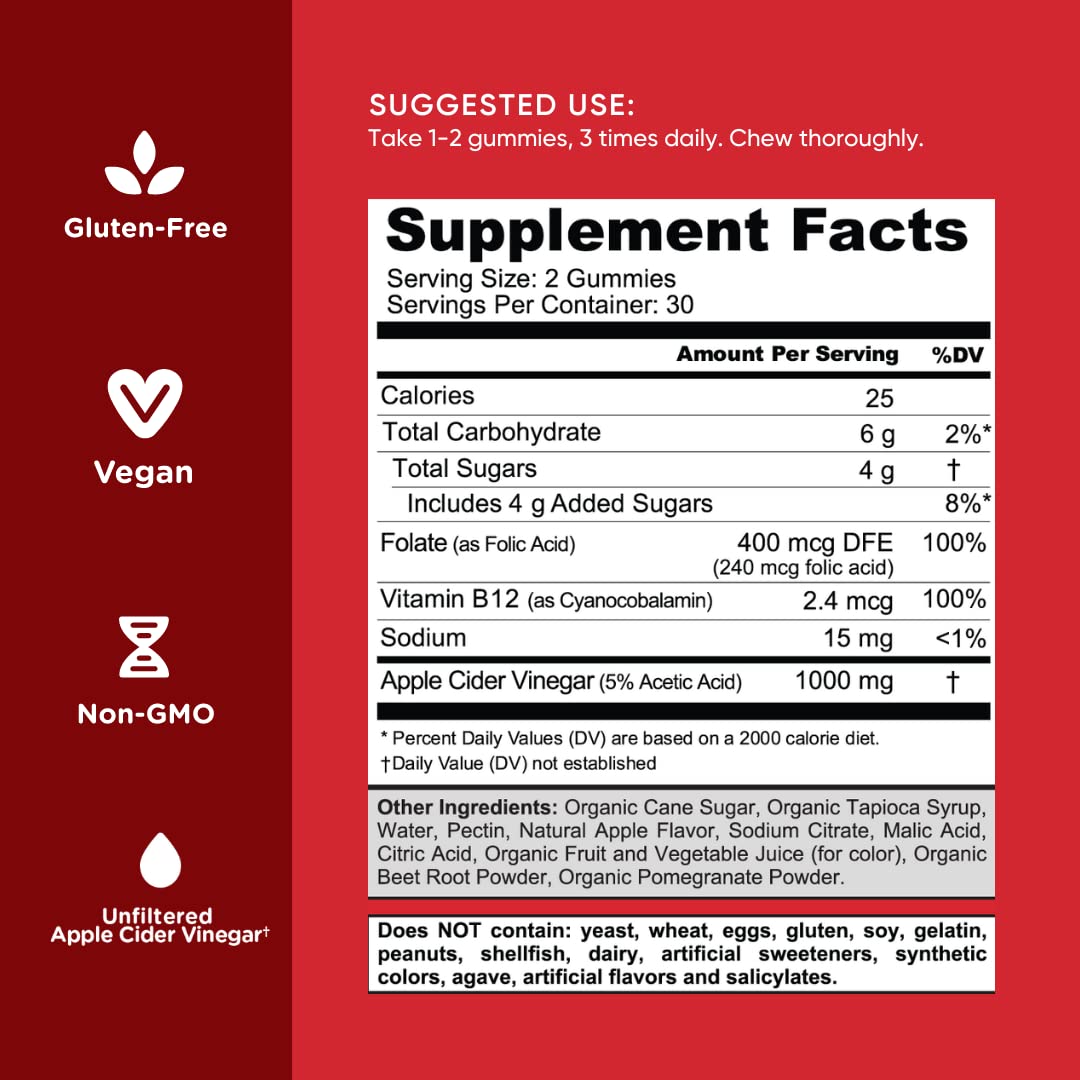 Goli Apple Cider Vinegar Gummies – 300 Count, Vegan, Gluten-Free, Non-GMO, B12 & B9