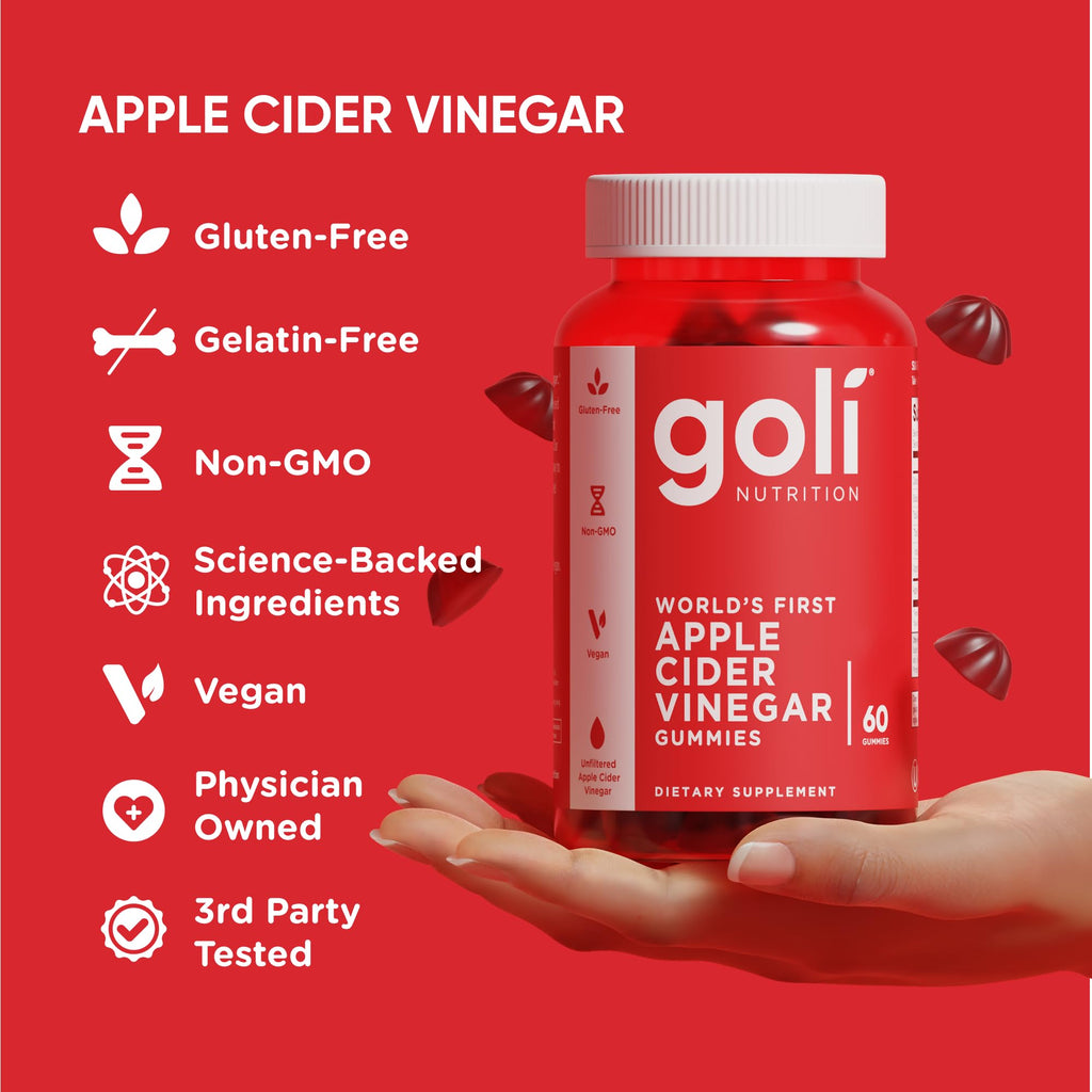 Goli Apple Cider Vinegar Gummies – 300 Count, Vegan, Gluten-Free, Non-GMO, B12 & B9