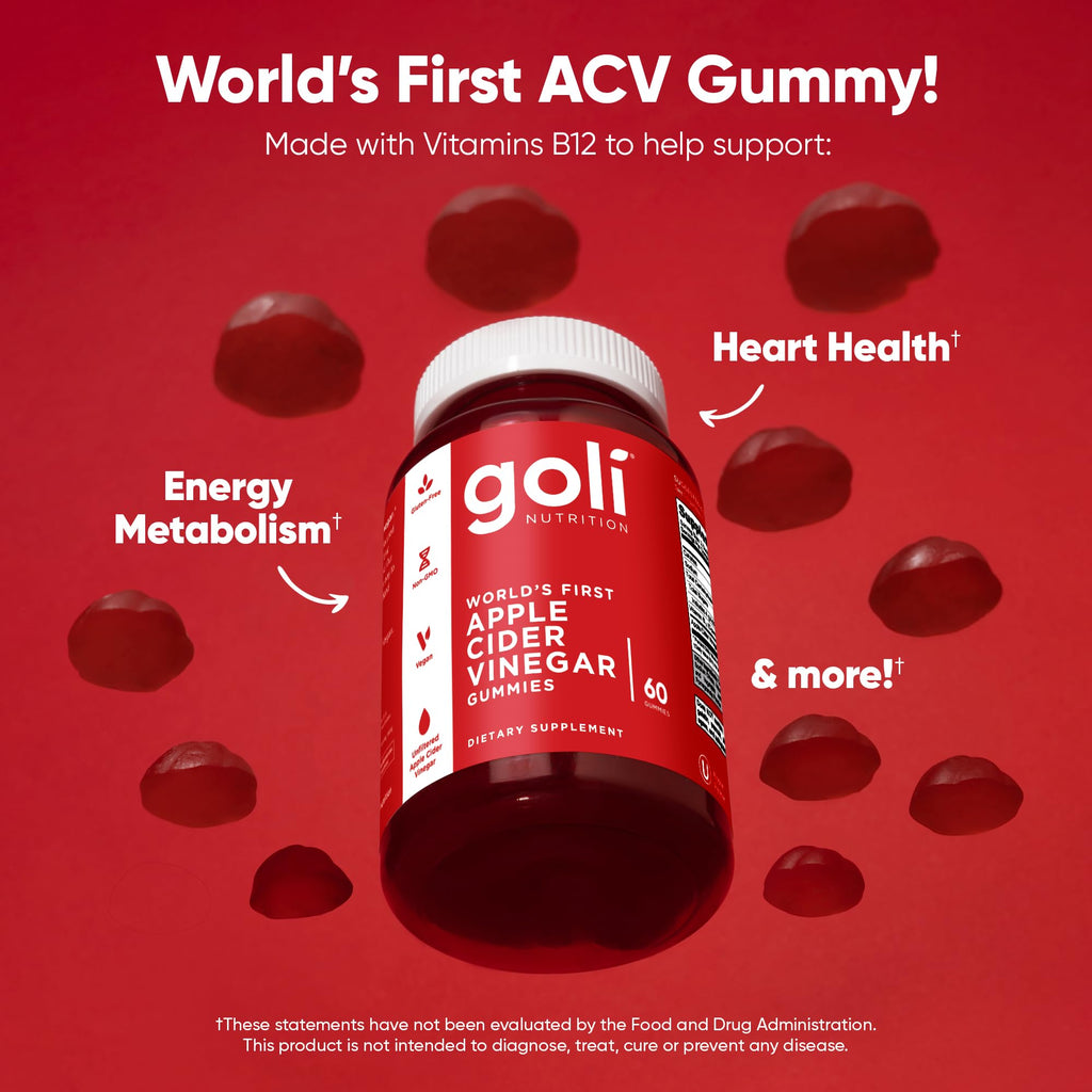 Goli Apple Cider Vinegar Gummies – 300 Count, Vegan, Gluten-Free, Non-GMO, B12 & B9