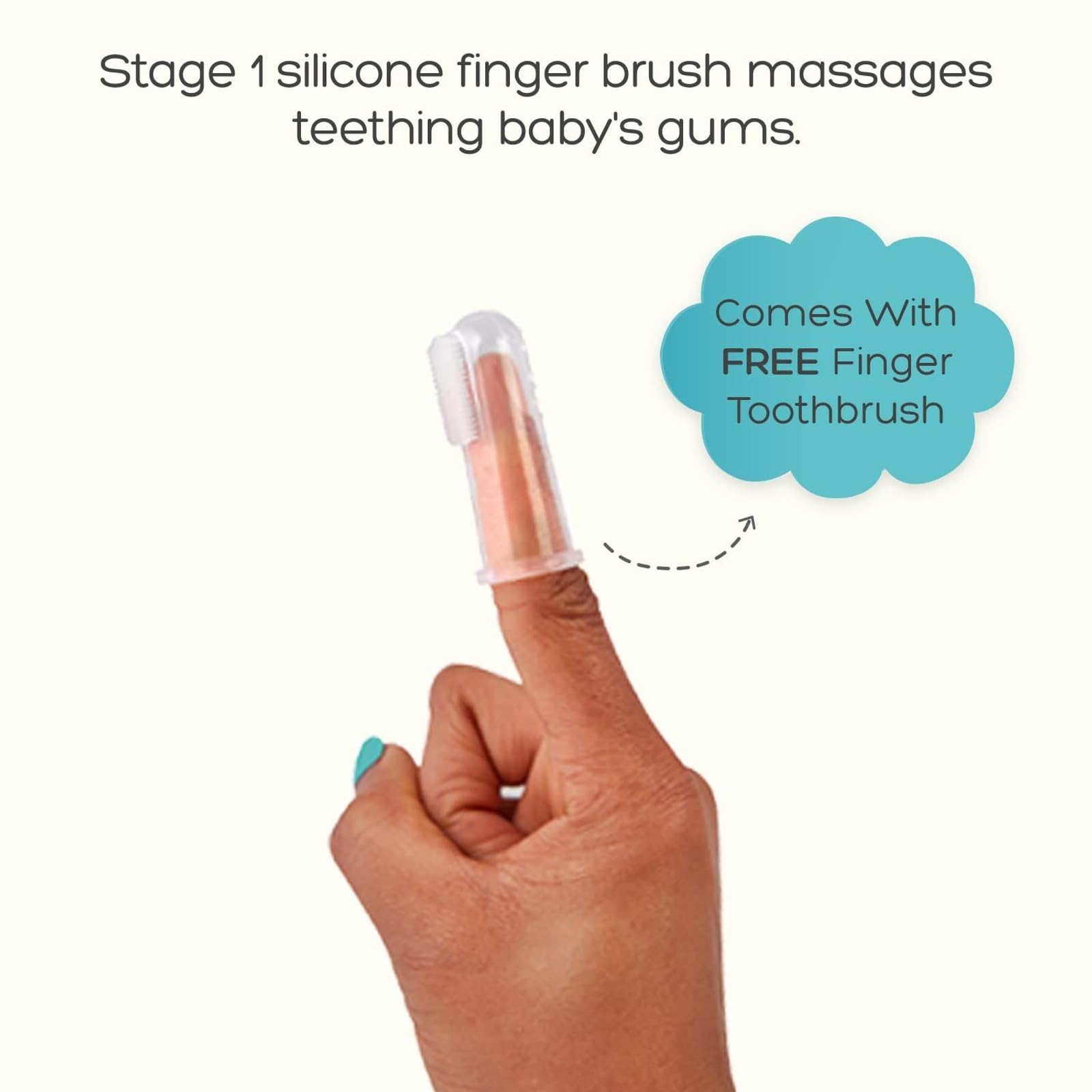 Grabease Baby Toothbrush - Double-Sided Silicone Toddler Brush for Kids | 1 Count, Orange