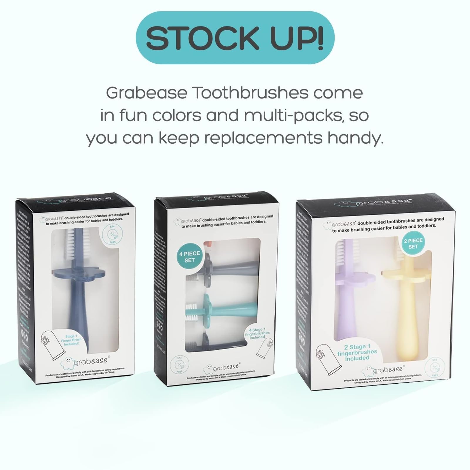 Grabease Double-Sided Training Toothbrush for Toddlers 12mo+ Mint