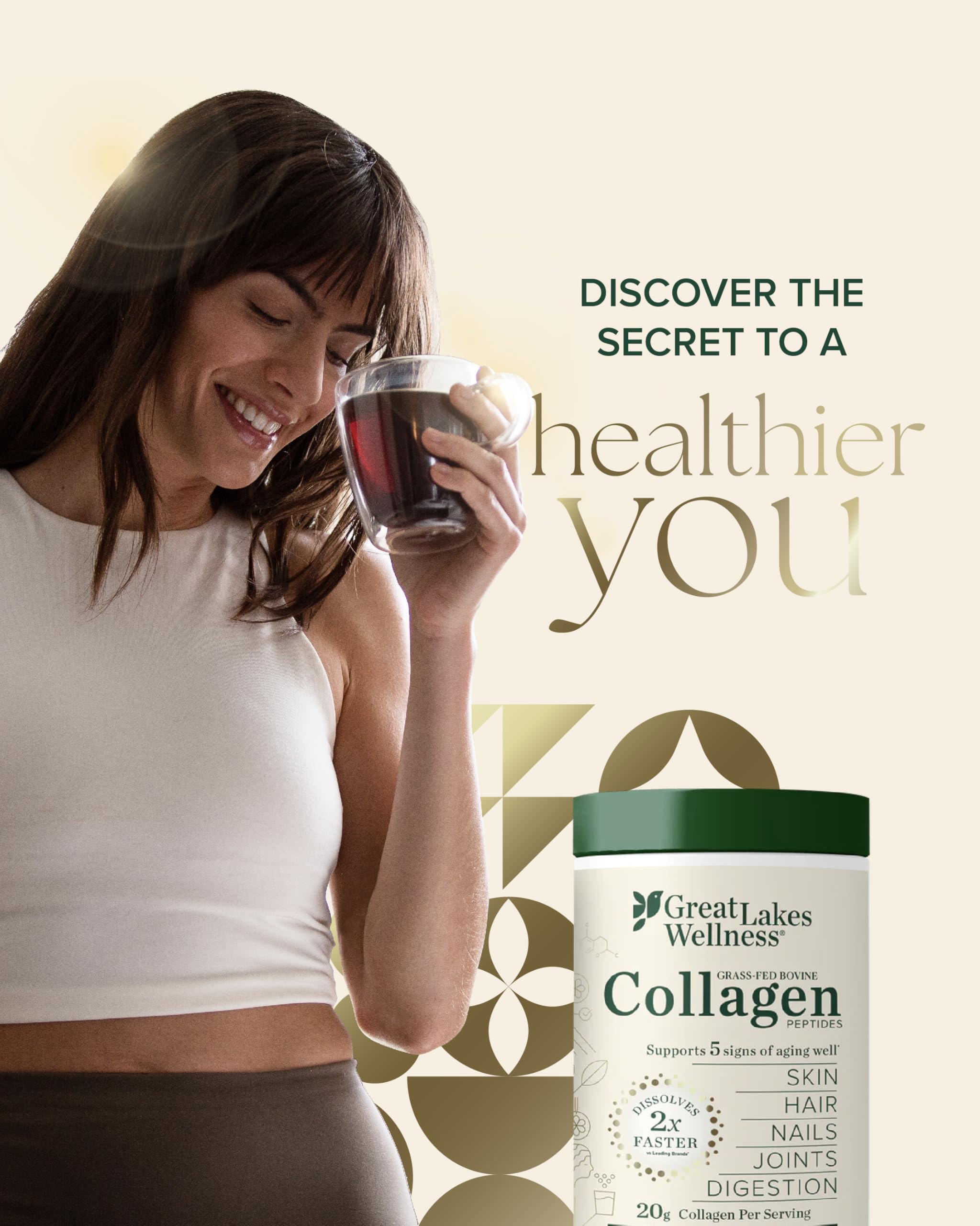 Great Lakes Wellness Collagen Peptides Powder – Skin, Hair, Nails, Joints & Digestion | 6 Sticks