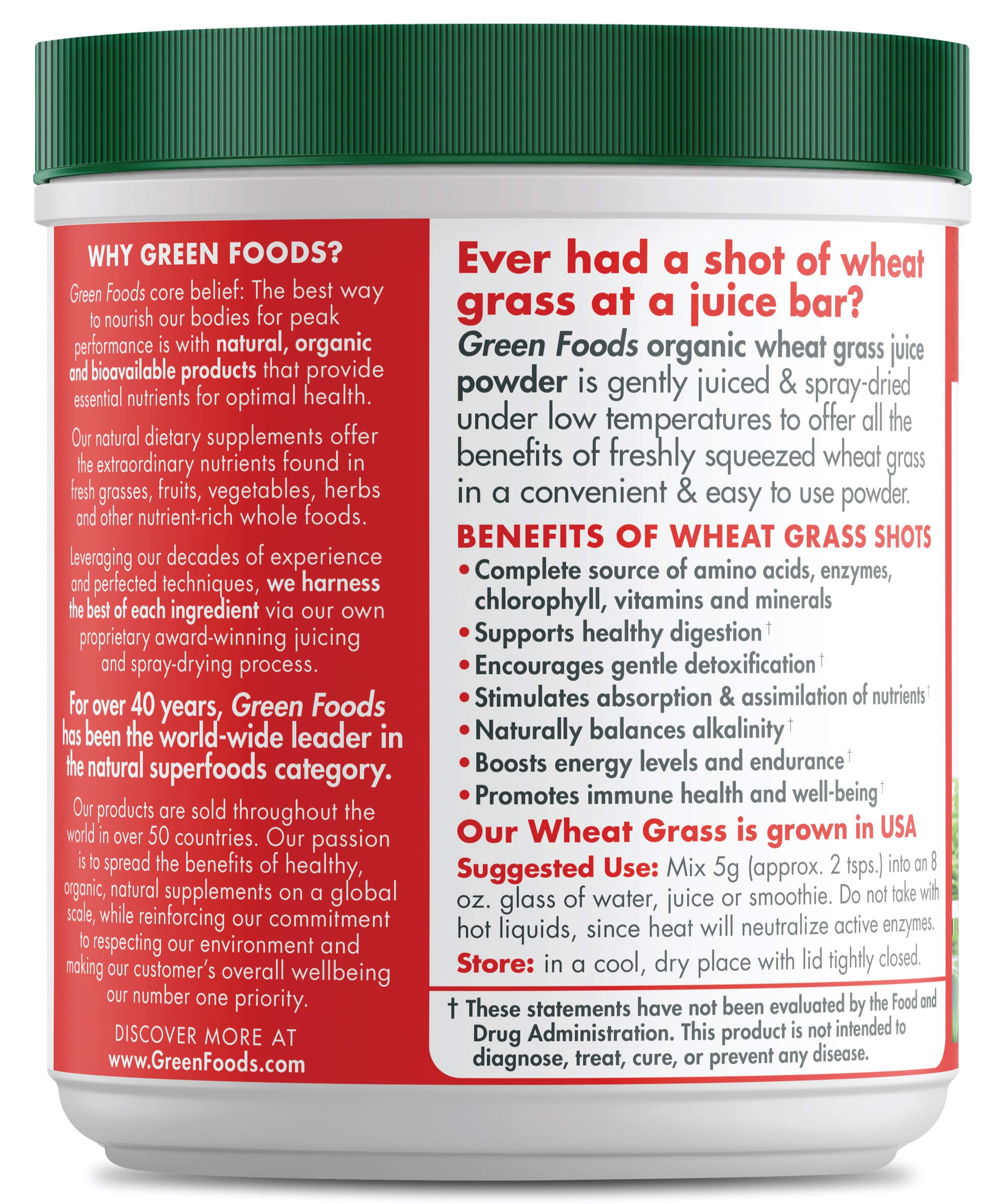 Green Foods Wheat Grass Shots 5.3 oz - Organic, Kosher, Vegan, Raw