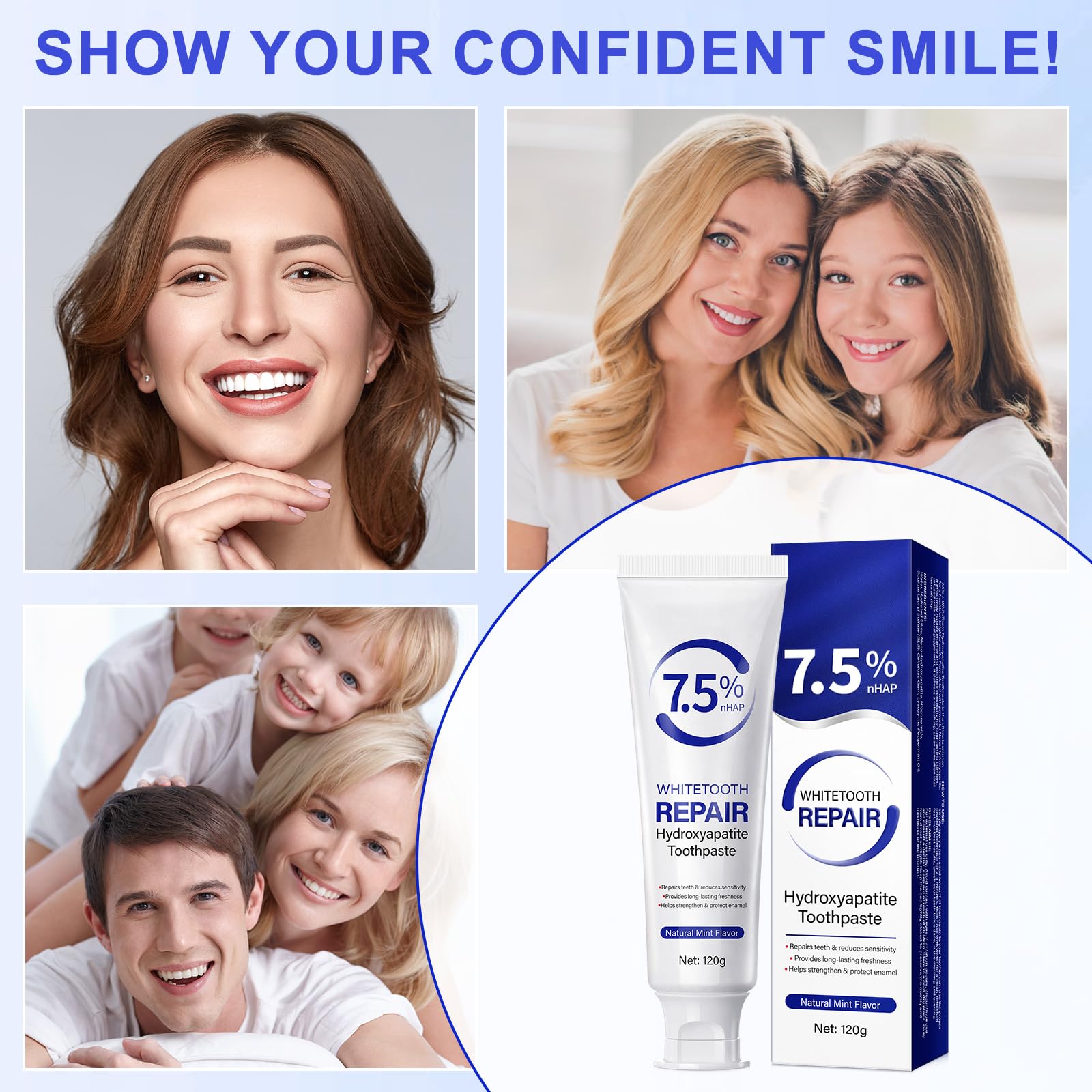 7.9% Nano Hydroxyapatite Toothpaste 2-Pack – Gum Care, Enamel Strengthening & Sensitivity Relief