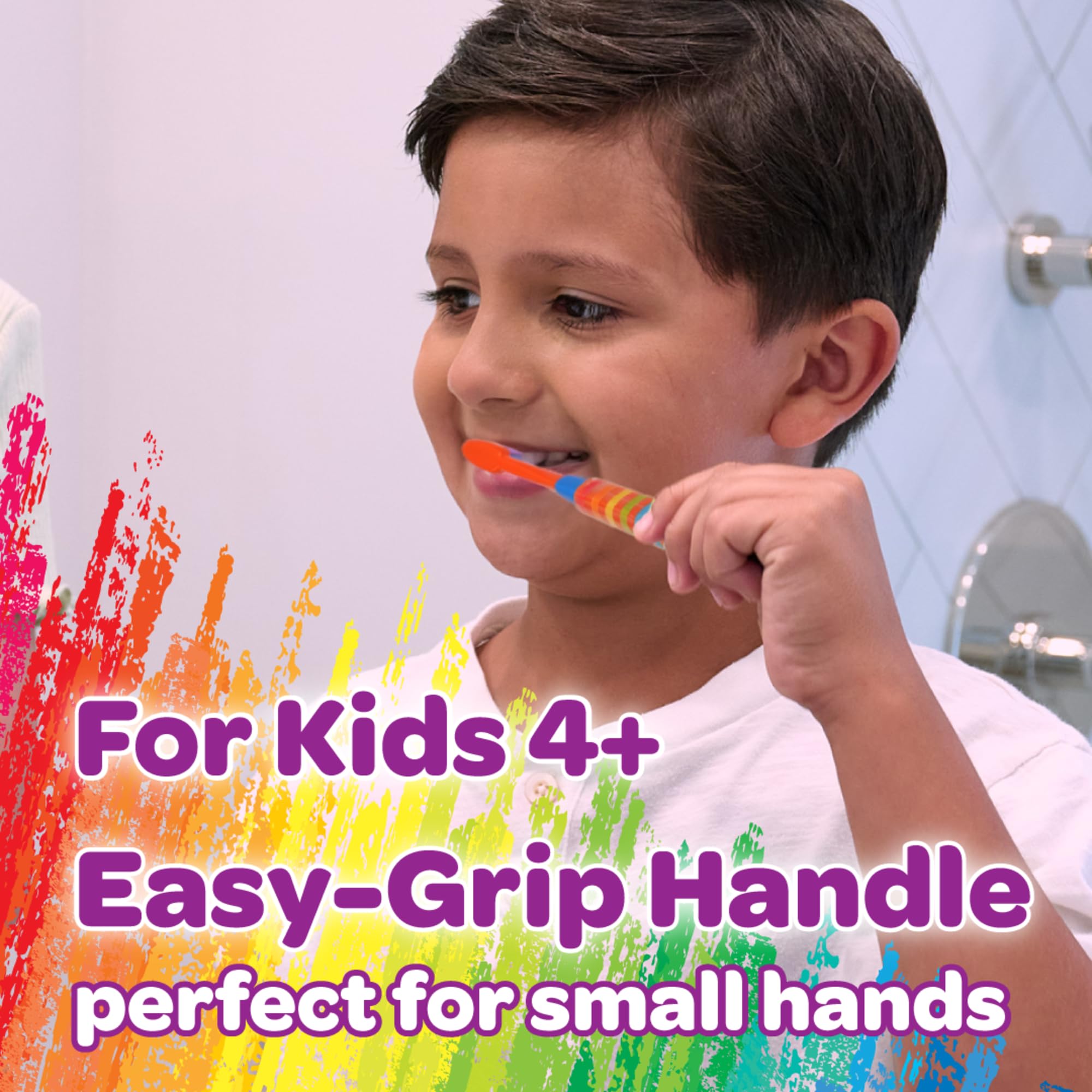 GUM Crayola Deep Clean Kids Toothbrushes – Ultra-Soft, Suction Cup (Ages 4-9) Pack of 4