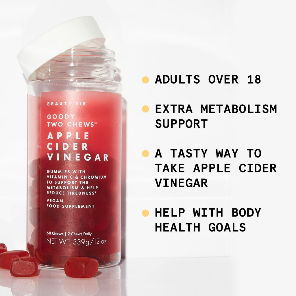 Beauty Pie Goody Two Chews Apple Cider Vinegar Gummies – ACV, Vitamin C & Chromium (60 Vegan Gummies)