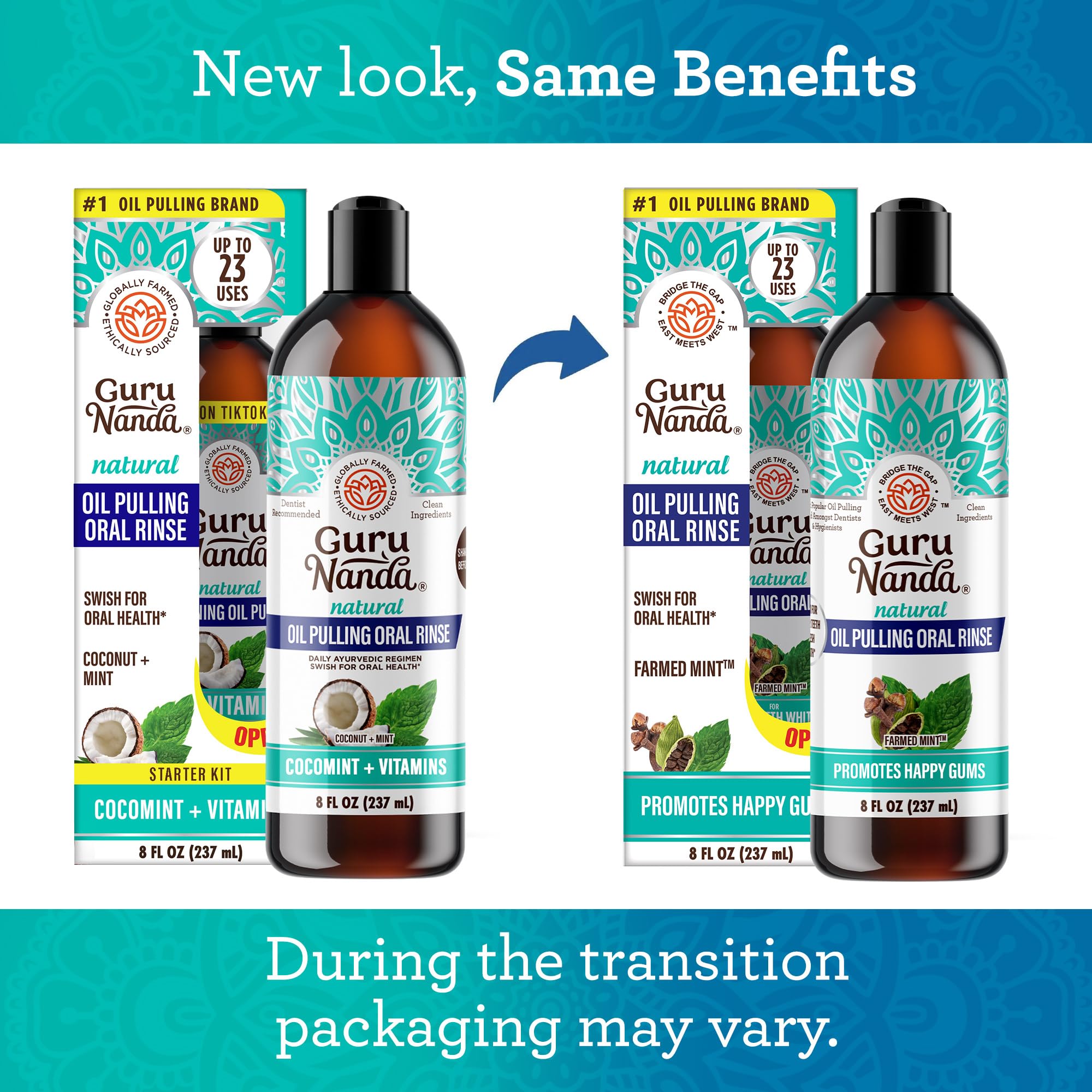 GuruNanda CocoMint Oil Pulling Mouthwash - 8 oz | Alcohol-Free