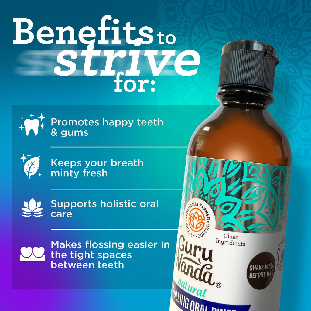 GuruNanda CocoMint Oil Pulling Mouthwash - 8 oz | Alcohol-Free