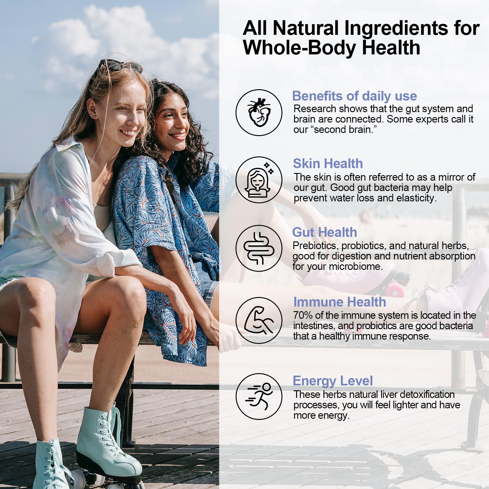 Probiotics for Women and Men - 300 Billion CFU, 24 Strains, 15 Organic Herbs + Prebiotics - Shelf-Stable Gut Health Supplement (8 Month Supply)