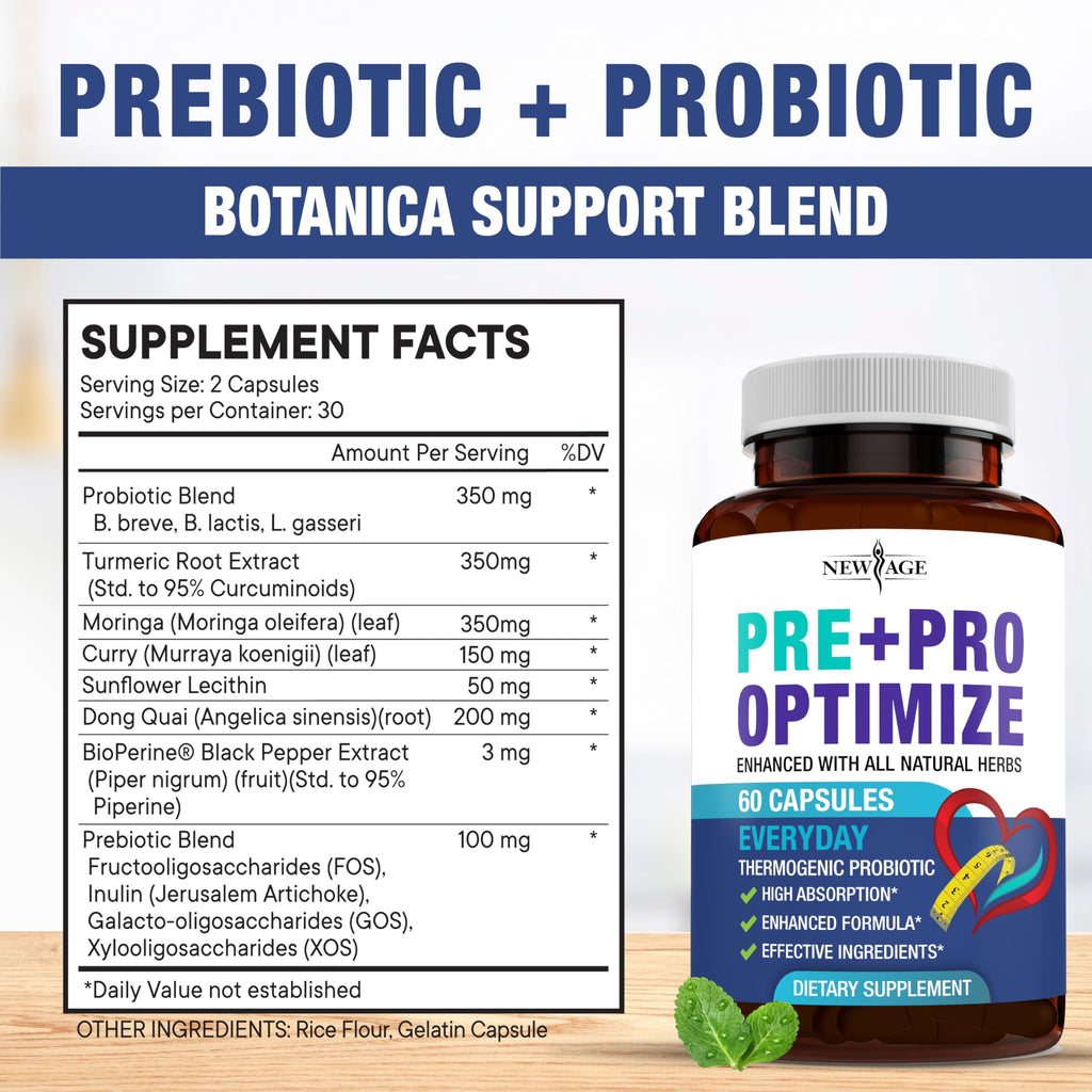 NEW AGE Pro Optimize Probiotics for Women - 70B CFU, Menopause Support, Dong Quai Pack of 3