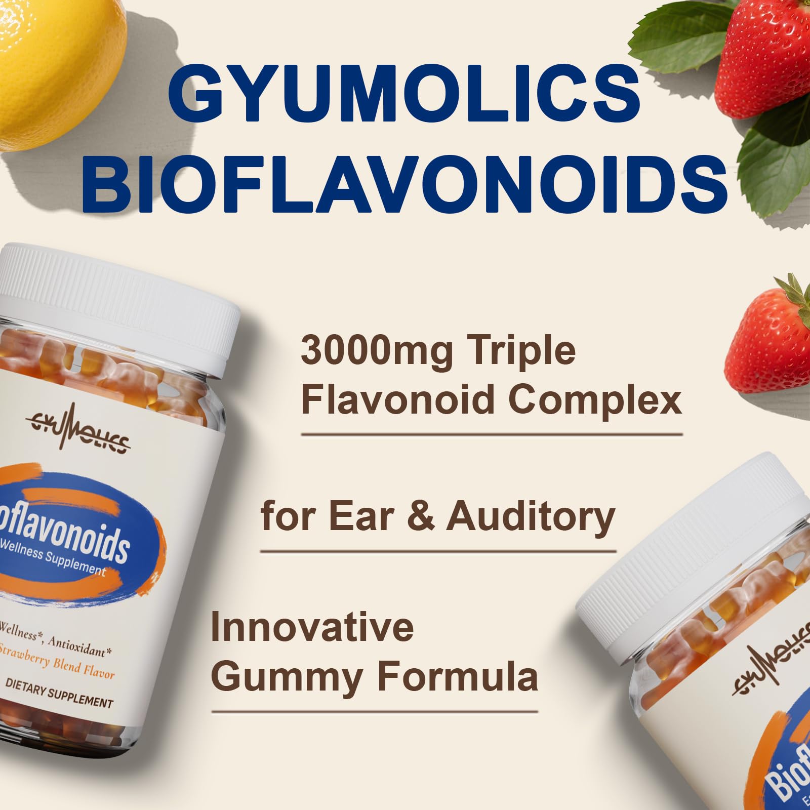 Gyumolics Flavonoid Gummies 3000mg – Bioflavonoid Complex with Hesperidin, Quercetin & Vitamin C – 120 Gummies