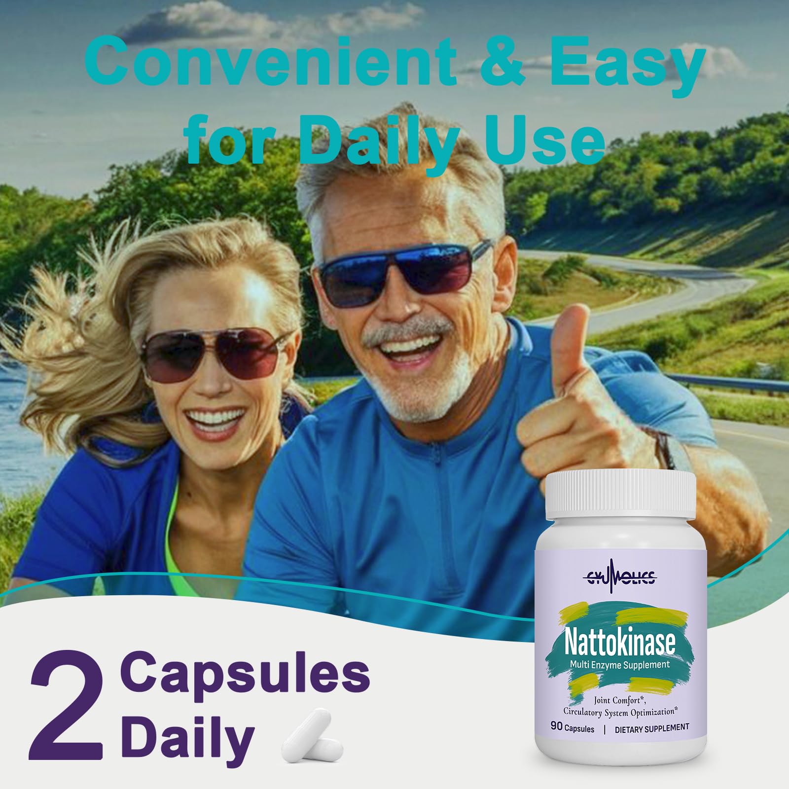 Gyumolics Nattokinase 10000FU – Organic Enzyme Blend for Movement Comfort, 180 Capsules