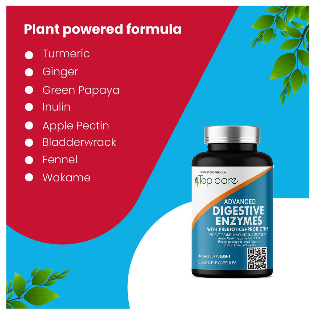 H4U Advanced Digestive Enzymes: Probiotics, Prebiotics & Enzymes (Vegetarian, 180 Count) – For Women & Men