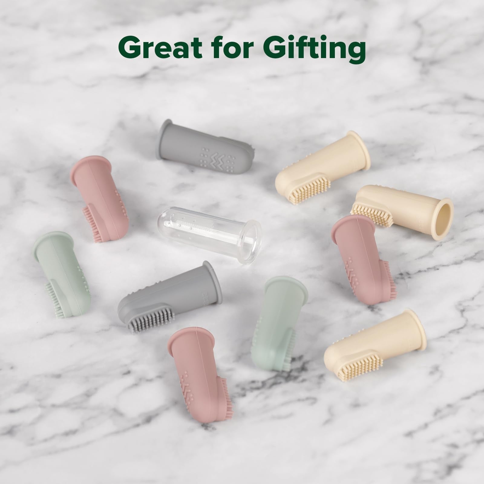 Haakaa Silicone Baby Finger Toothbrush – 0 Months+ | 2 Pack – Pea Green