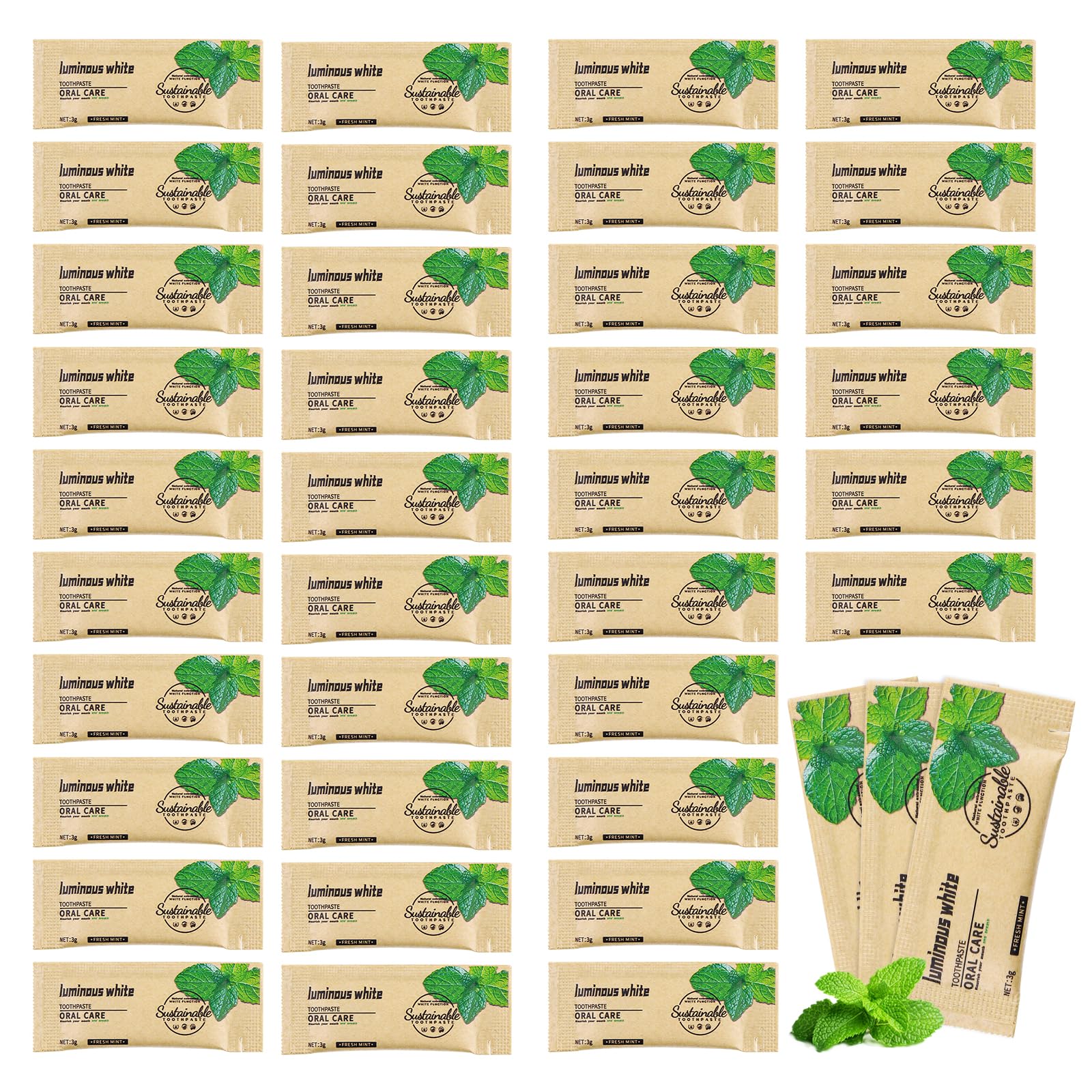HAIFOTRVA 50 Pack Too Small Bulk Travel Size Toothpaste – 0.105 oz Mint Mini for Hotels & Guests