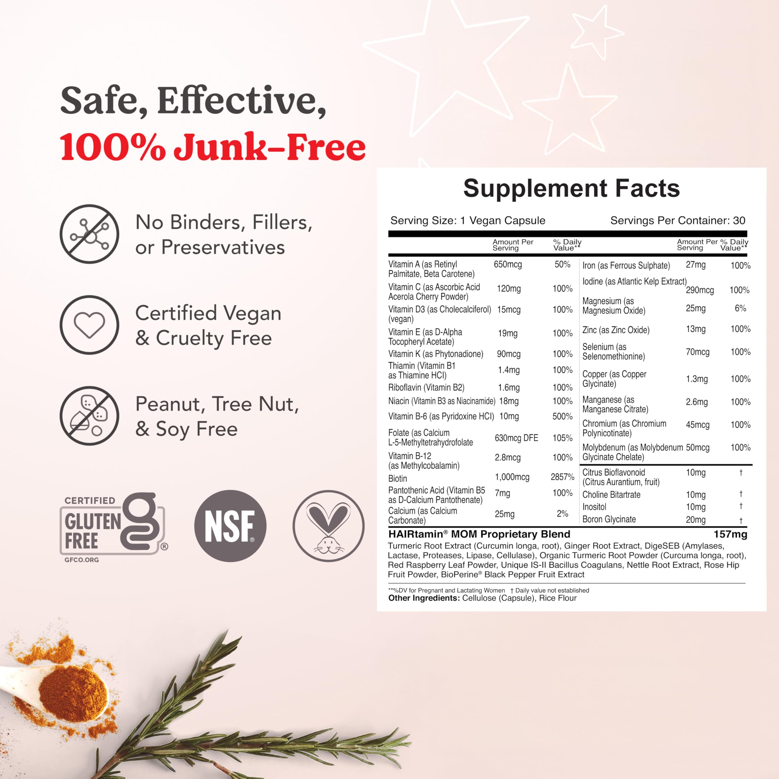 HAIRtamin MOM – Vegan Prenatal & Postnatal Hair Vitamins for Pregnancy & Breastfeeding