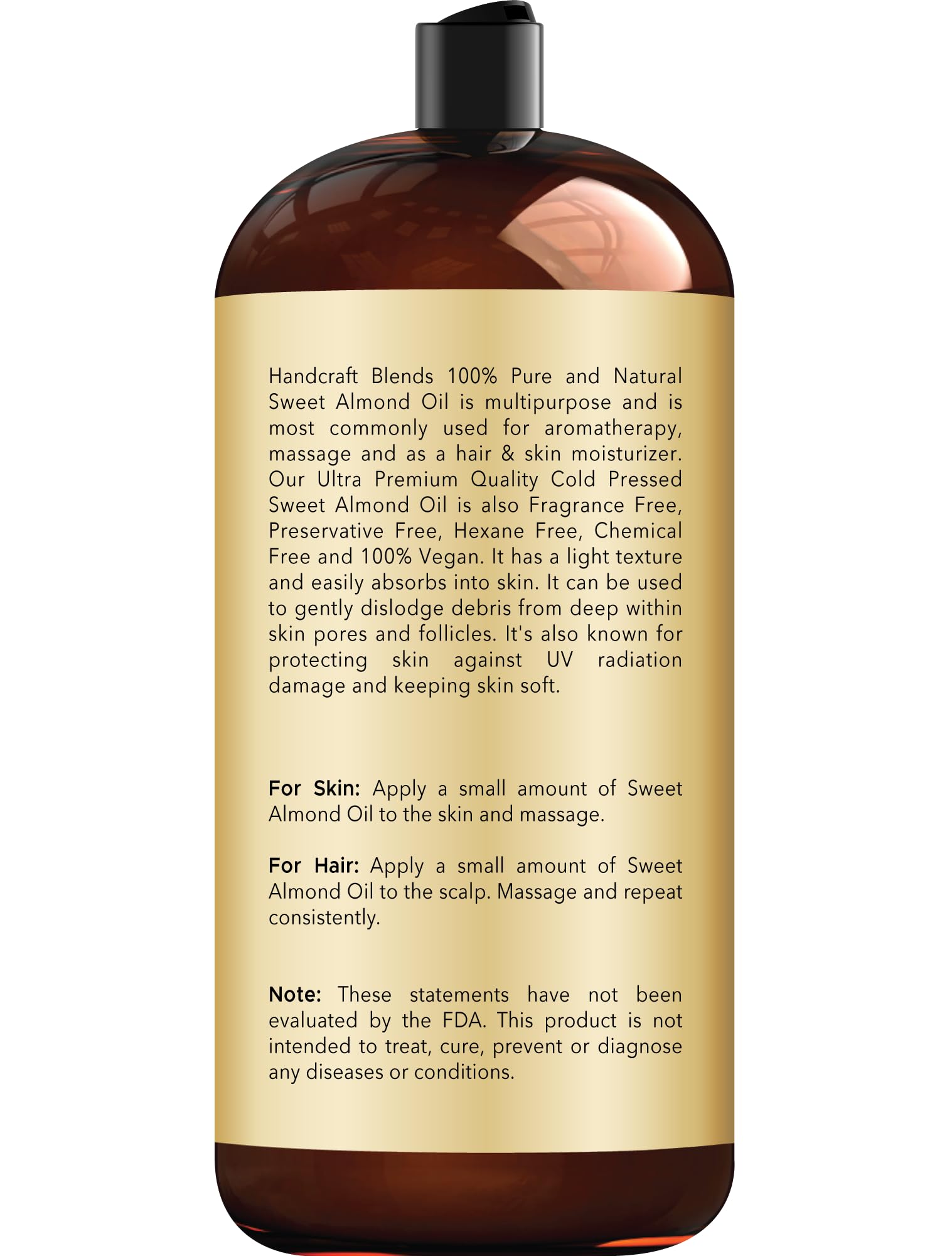 Handcraft Blends Sweet Almond Oil 28 oz - 100% Pure & Natural, Hexane-Free