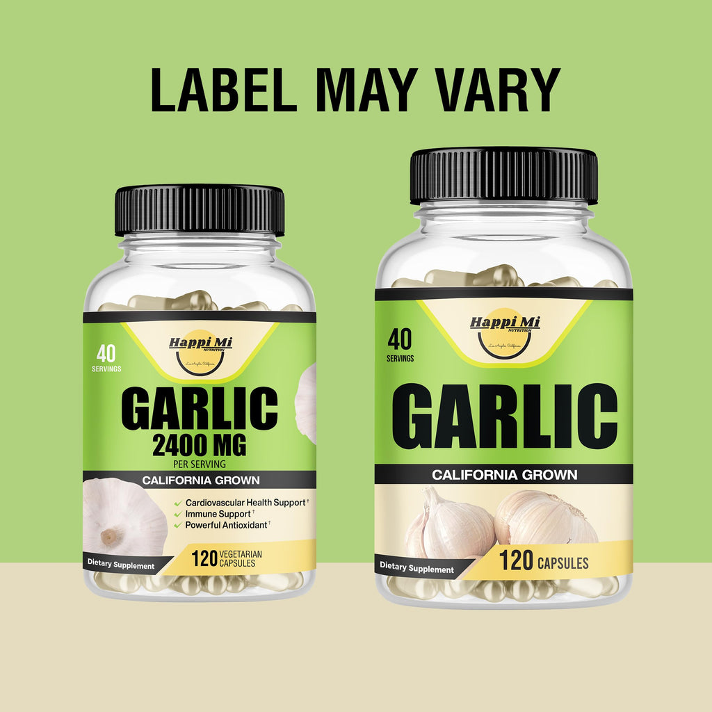 Happi Mi Garlic Capsules 2400mg – Organic California Garlic, Immune Support