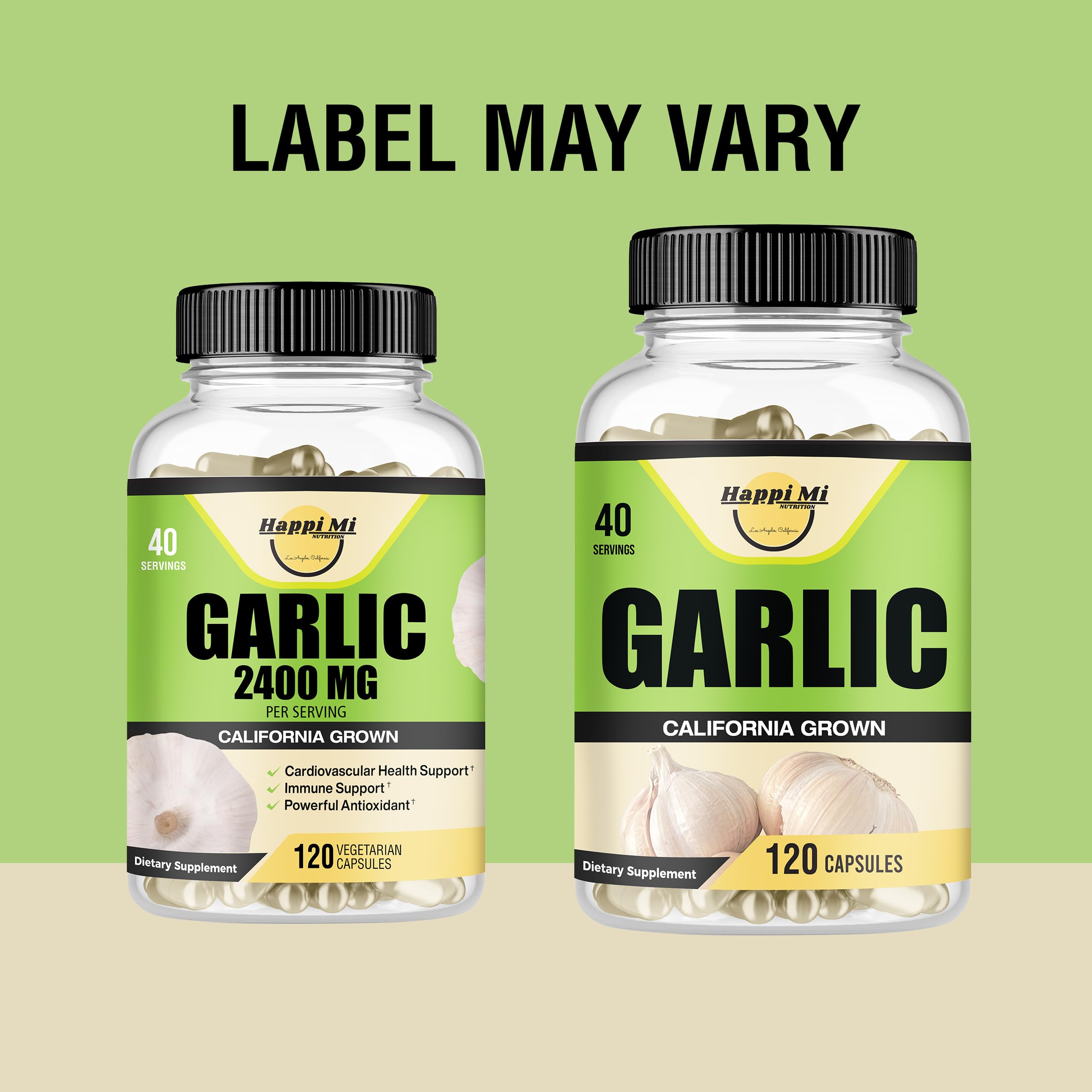 Happi Mi Garlic Capsules 2400mg – Organic California Garlic, Immune Support