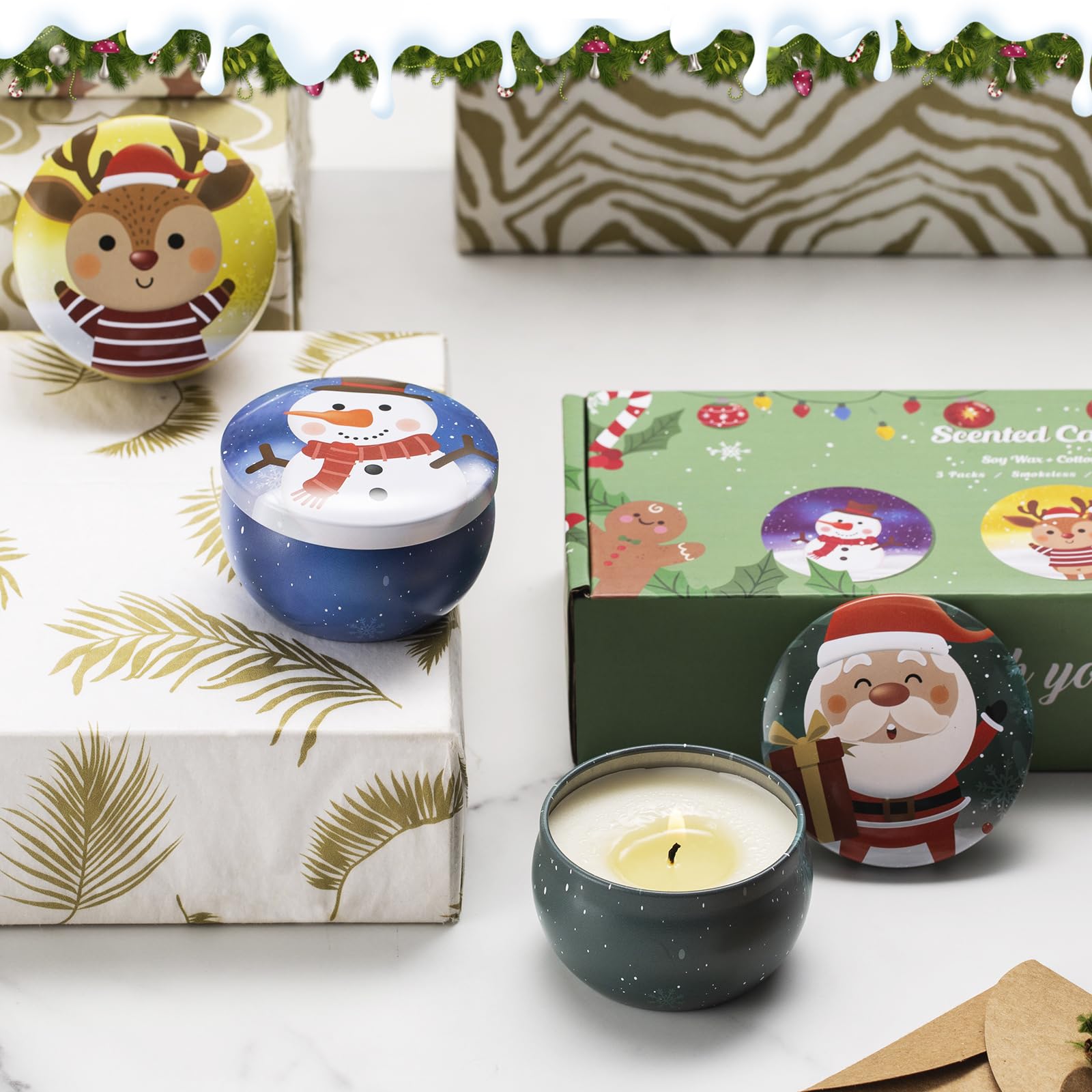 Hausware 3 Pack Scented Candles – Soy Wax, 72H Burn Time, Apple Cinnamon, Cedar & Vanilla Cake