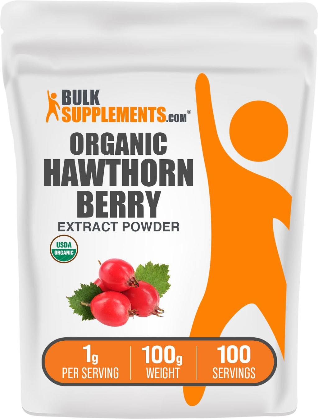 BulkSupplements Hawthorn Berry Extract Powder – Herbal & Gluten Free (100 g, 1 g/serving)