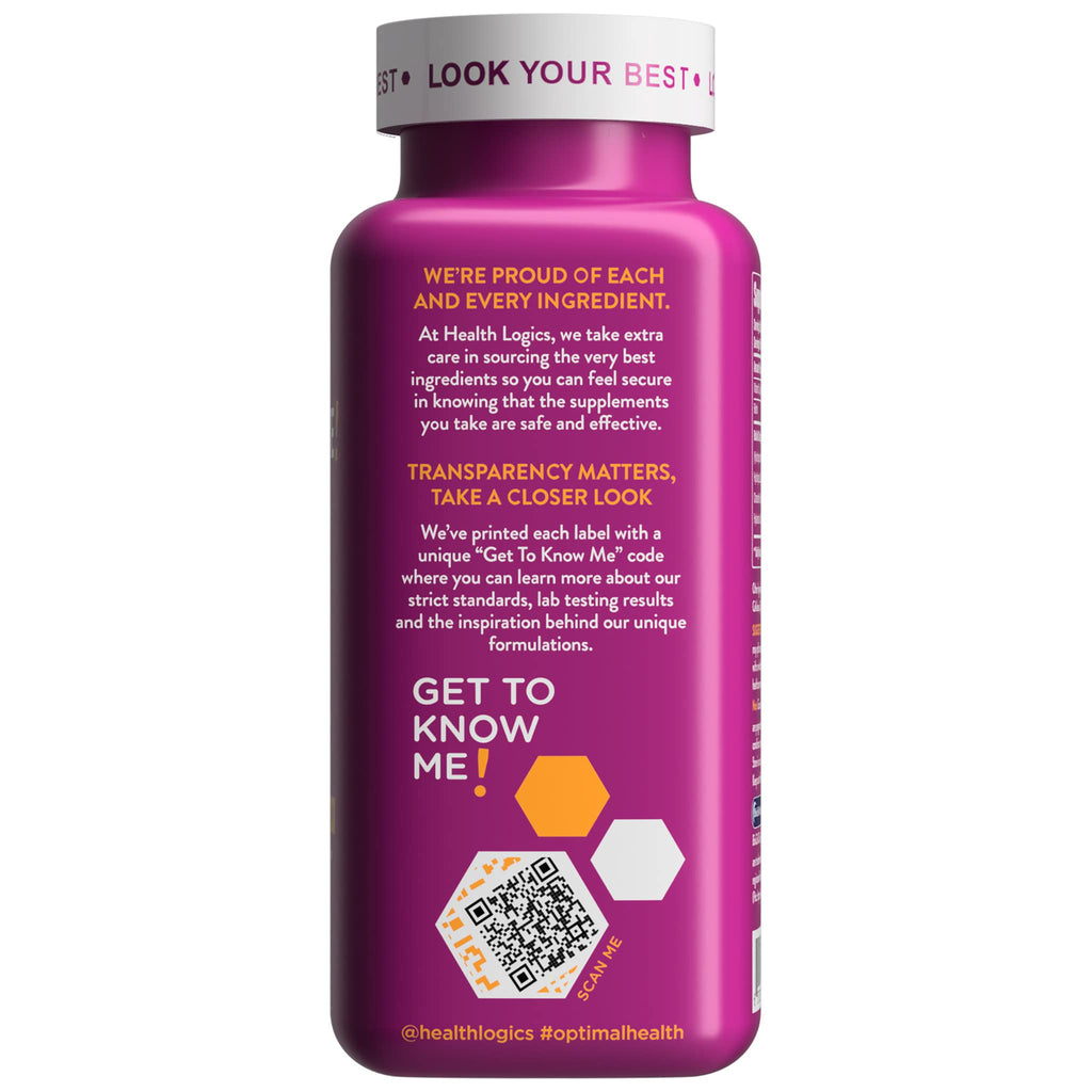 Health Logics Radiate | Hair Skin & Nails with Biotin, BioCell Collagen, Vitamin C, Hyaluronic Acid | Clinically Evaluated to Reduce Facial Lines, Wrinkles, Crows Feet & Promote Joint Comfort