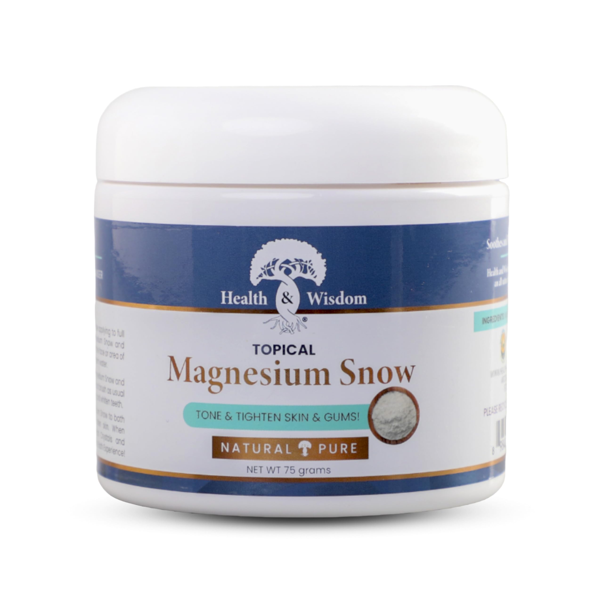 Health and Wisdom Magnesium Snow - Fine Magnesium Carbonate Powder for Skin & Oral Care | 2.65 oz