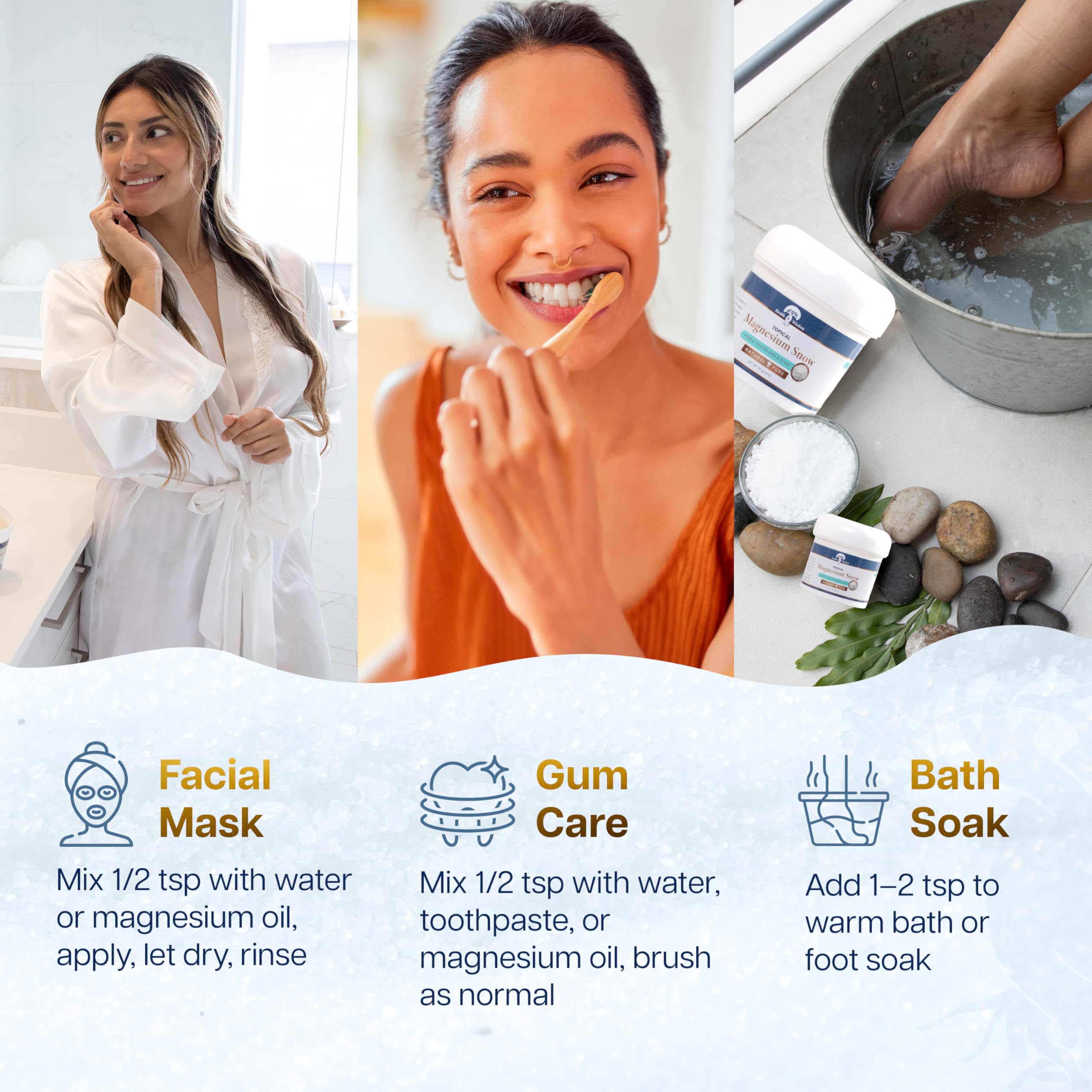 Health and Wisdom Magnesium Snow - Fine Magnesium Carbonate Powder for Skin & Oral Care | 2.65 oz