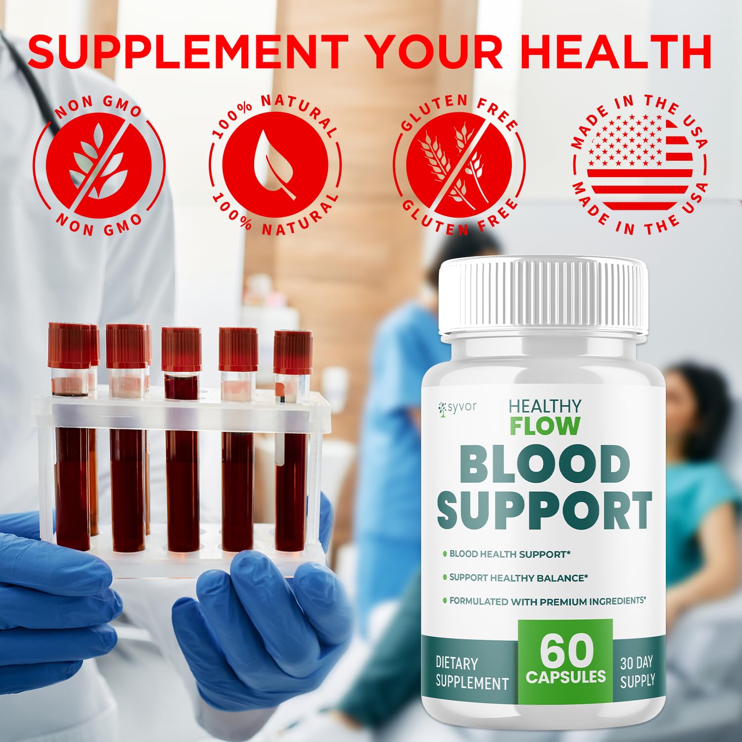 Healthy Flow Blood Support Capsules - All-Natural, 60 Capsules