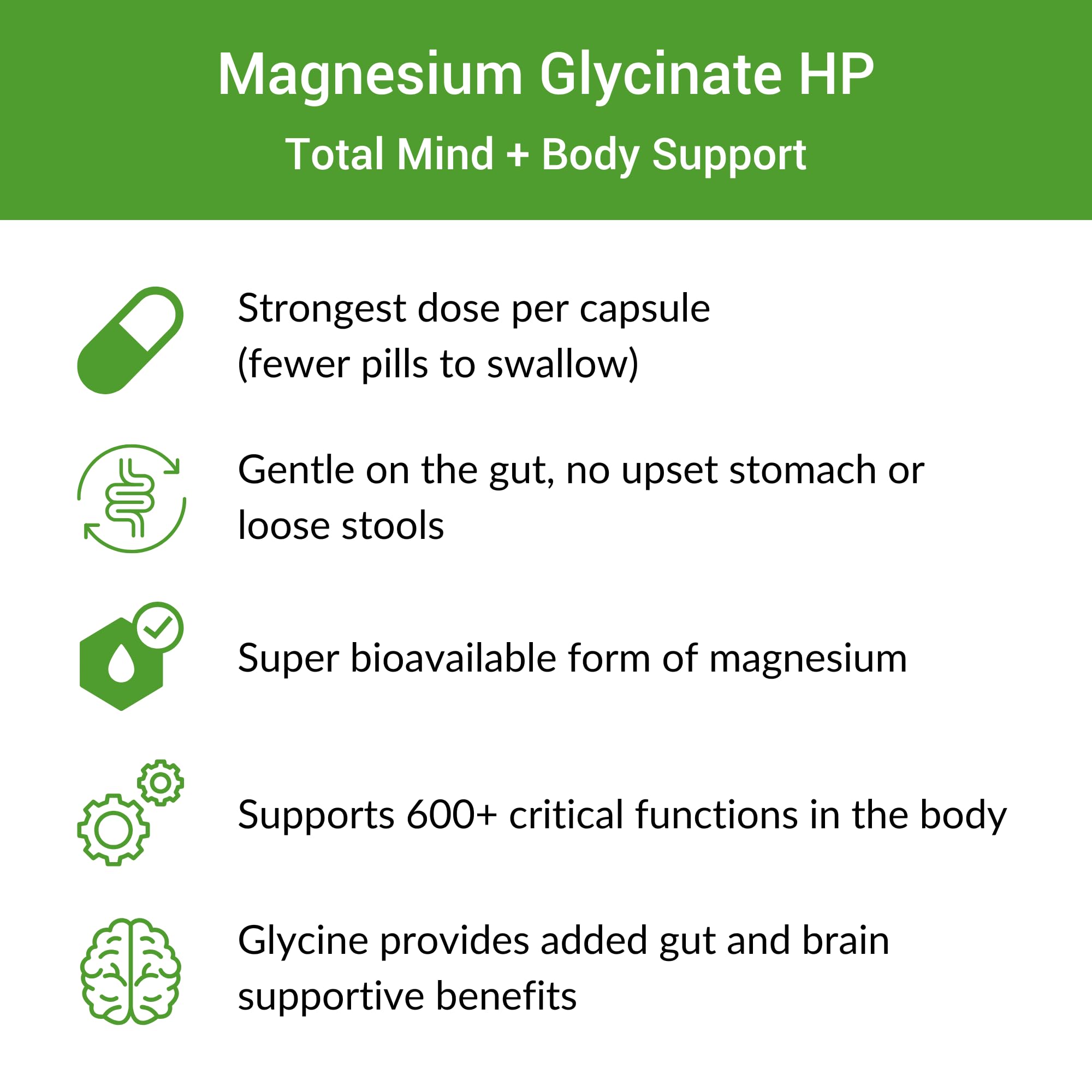 Healthy Gut Magnesium-HP – Ultra Pure Glycinate, 180 mg, 90 Servings, No Fillers