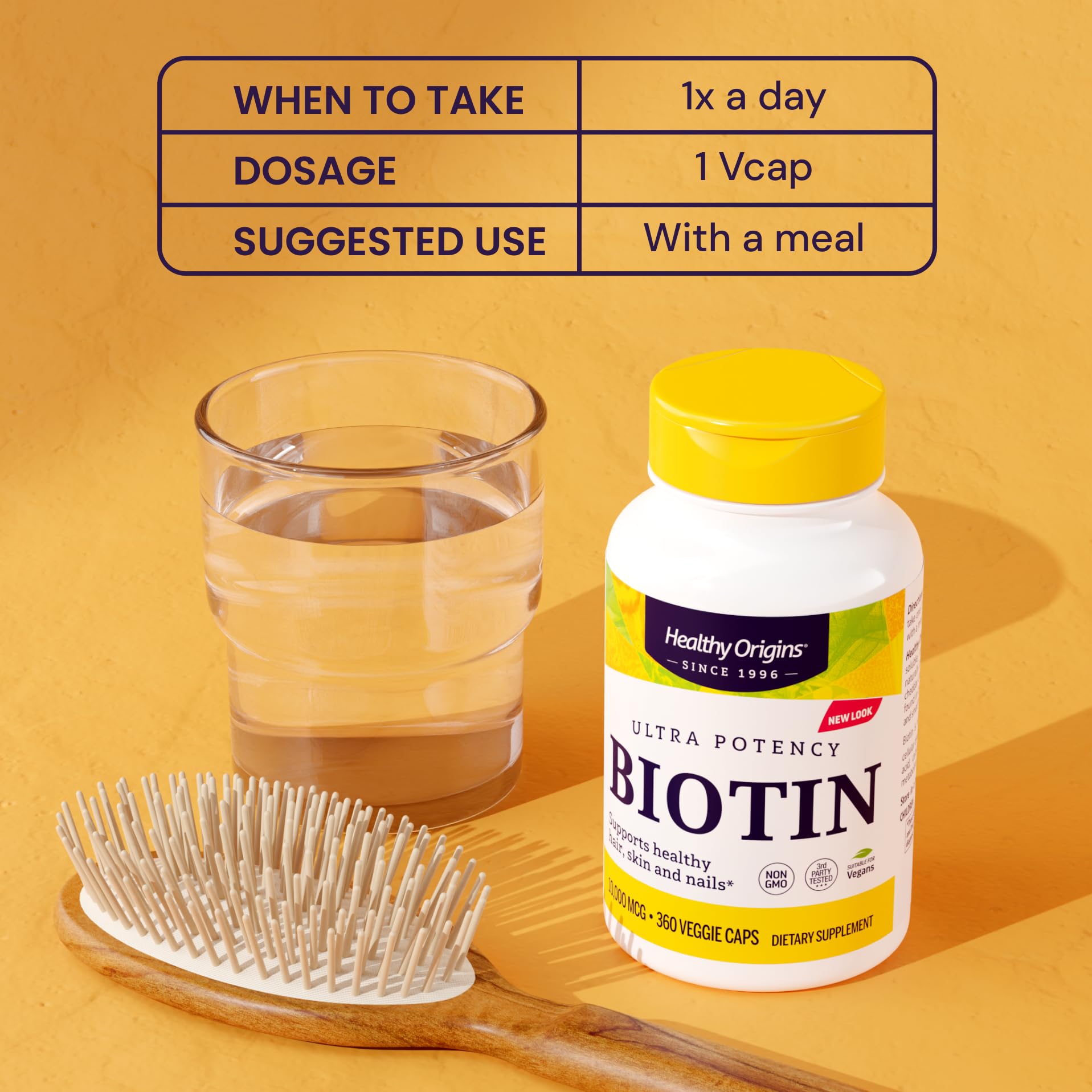 Healthy Origins Biotin 10,000 mcg – USP Grade, Non-GMO, Gluten Free, Hair & Nail Support | 360 Veggie Caps