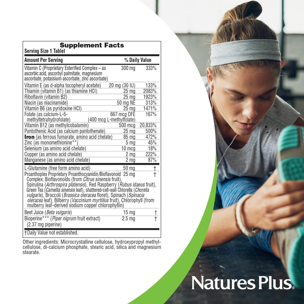 NaturesPlus Hema-Plex Iron – 85 mg Chelated Iron, 30 Slow-Release Tablets – Total Blood Health, Vitamin C & Bioflavonoids – Non-GMO, Vegetarian & Gluten Free