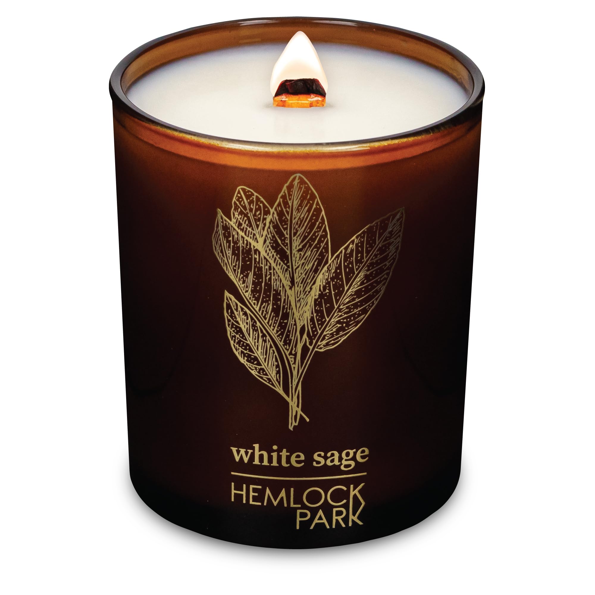 Hemlock Park Amber & Gold Wood Wick Candle – Coconut Wax, 7.2 oz, Sage