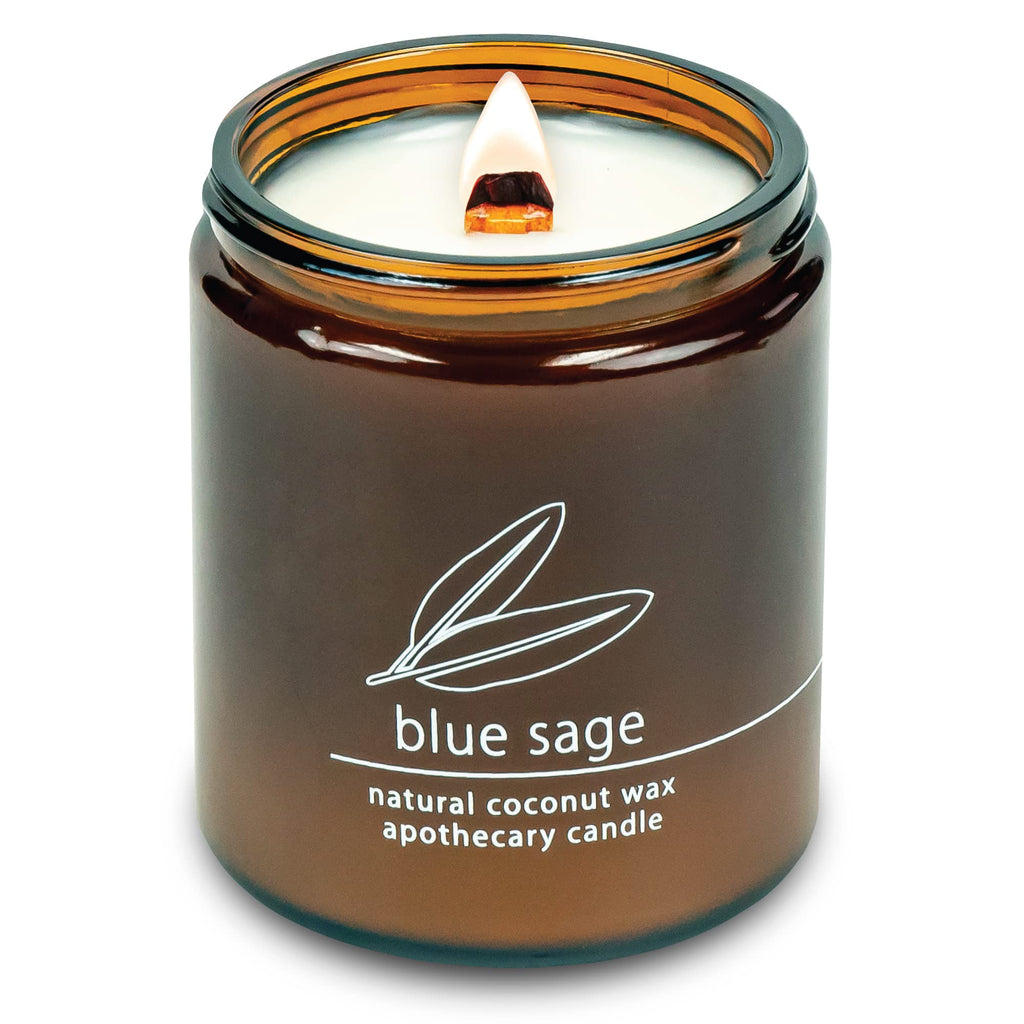 Hemlock Park Crackling Wood Wick Candle – Coconut Wax, Blue Sage, 8 oz