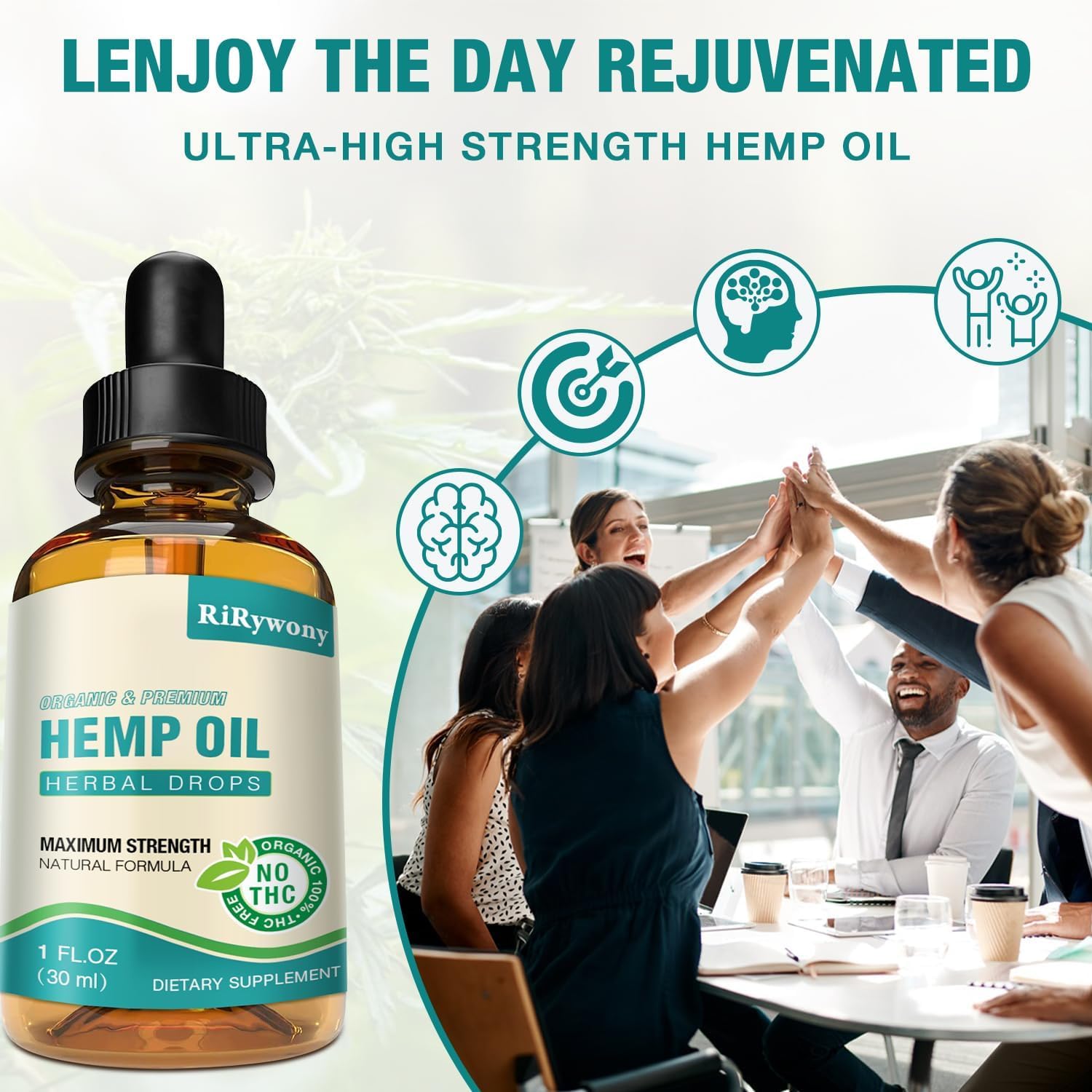 Hemp Oil High Potency Organic Drops - Maximum Strength Hemp Oil Tincture | Vegan 3 Pack
